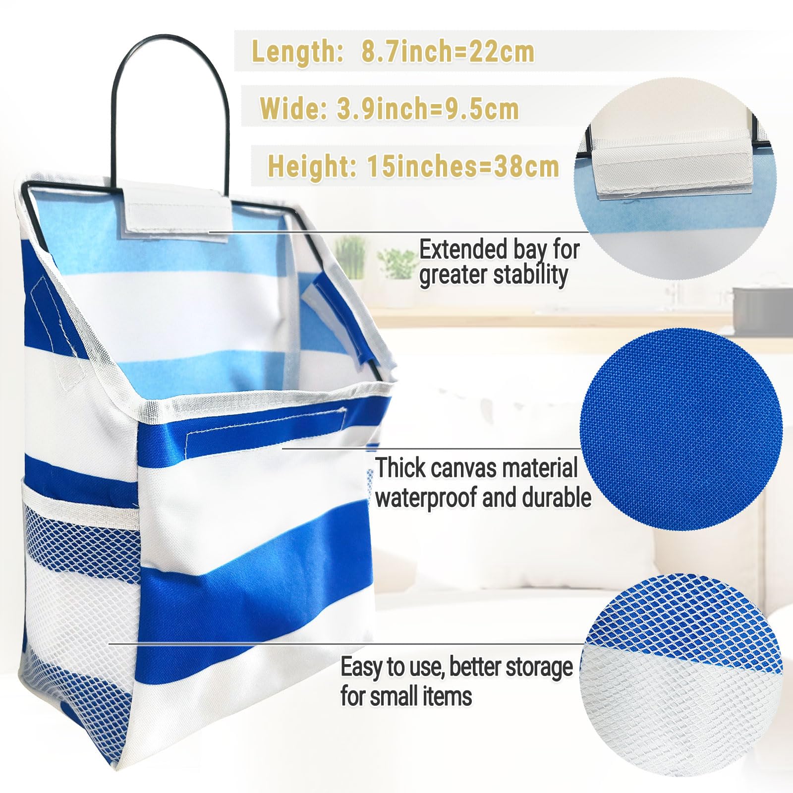 Ruipbote Wall-Hanging Storage Bags, Desktop Organizer Basket Cotton Linen Hanging Storage Basket For Kitchen,Bderoom,Living Room