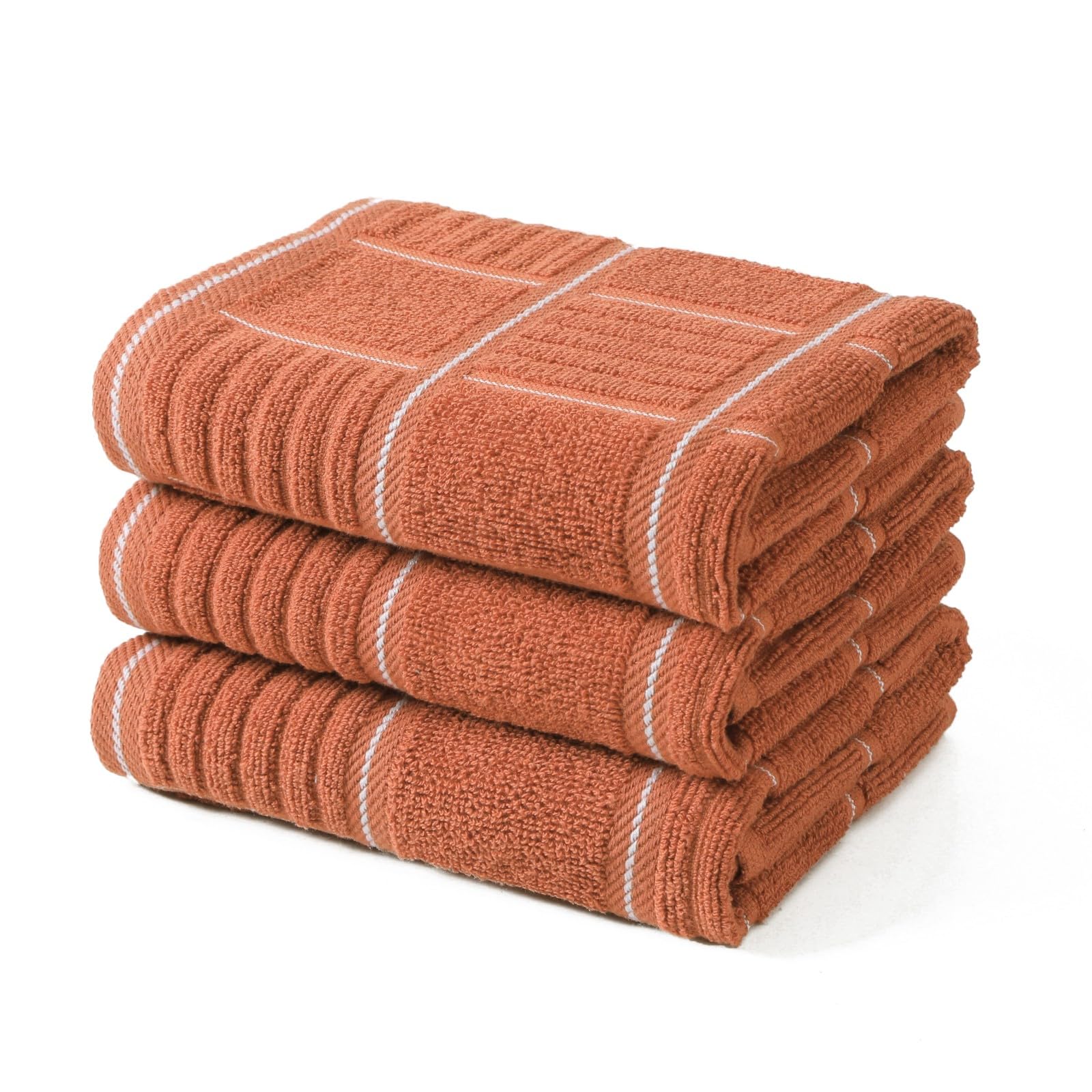 Anyi Kitchen Dish Towels Heavy Duty Absorbent Dish Cloths With Hanging Loop 100% Cotton Tea Bar Towels (16X26, Set Of 3, Red)