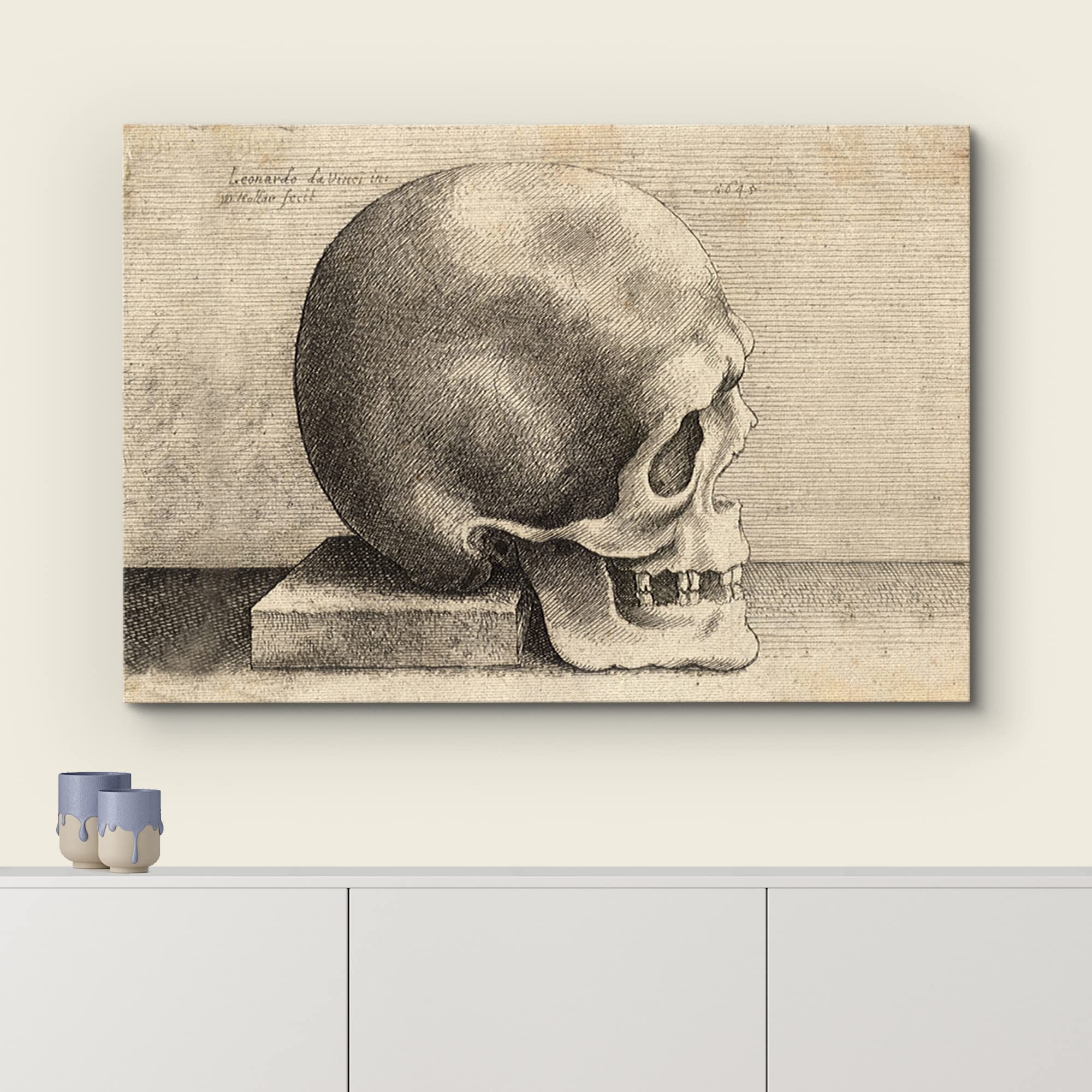 Wall26 Framed Canvas Print Wall Art Right Profile Of A Skull By Leonardo Da Vinci Historic Cultural Illustrations Realism Tradit