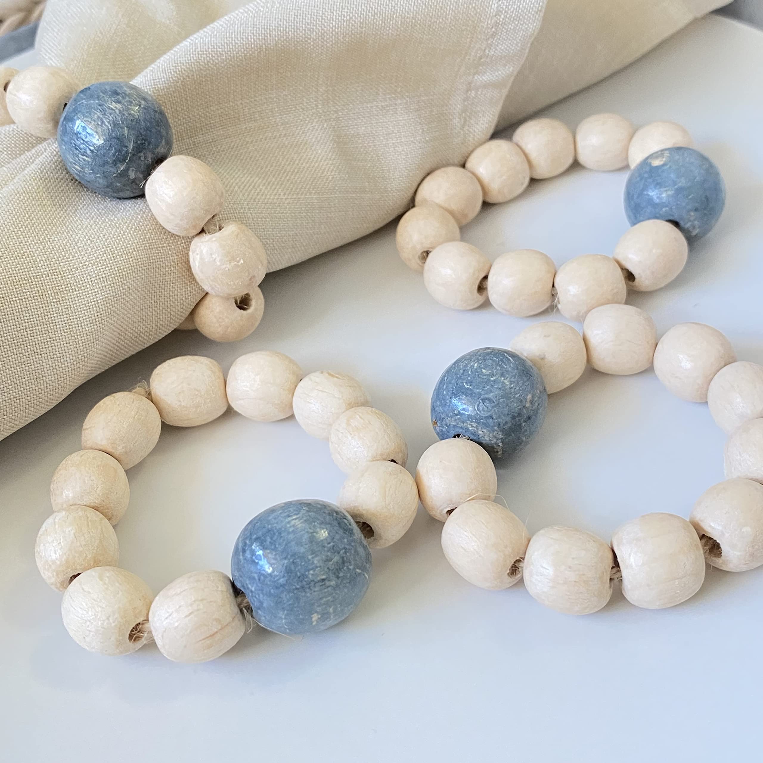 Napkin Rings Set Of 6 - Wooden Beads Napkin Rings | Rustic Wooden Napkin Ring Holder For Table Decoration | Handmade Lebejua Nap