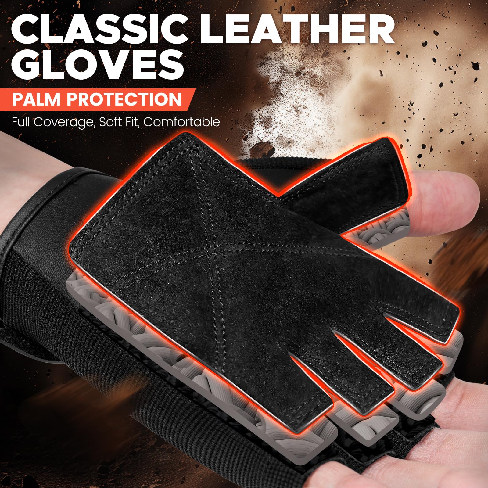 Beace Weight Lifting Gym Gloves With Breathable Leather Palm For Workout Exercise Training Fitness And Bodybuilding For Men  Wom