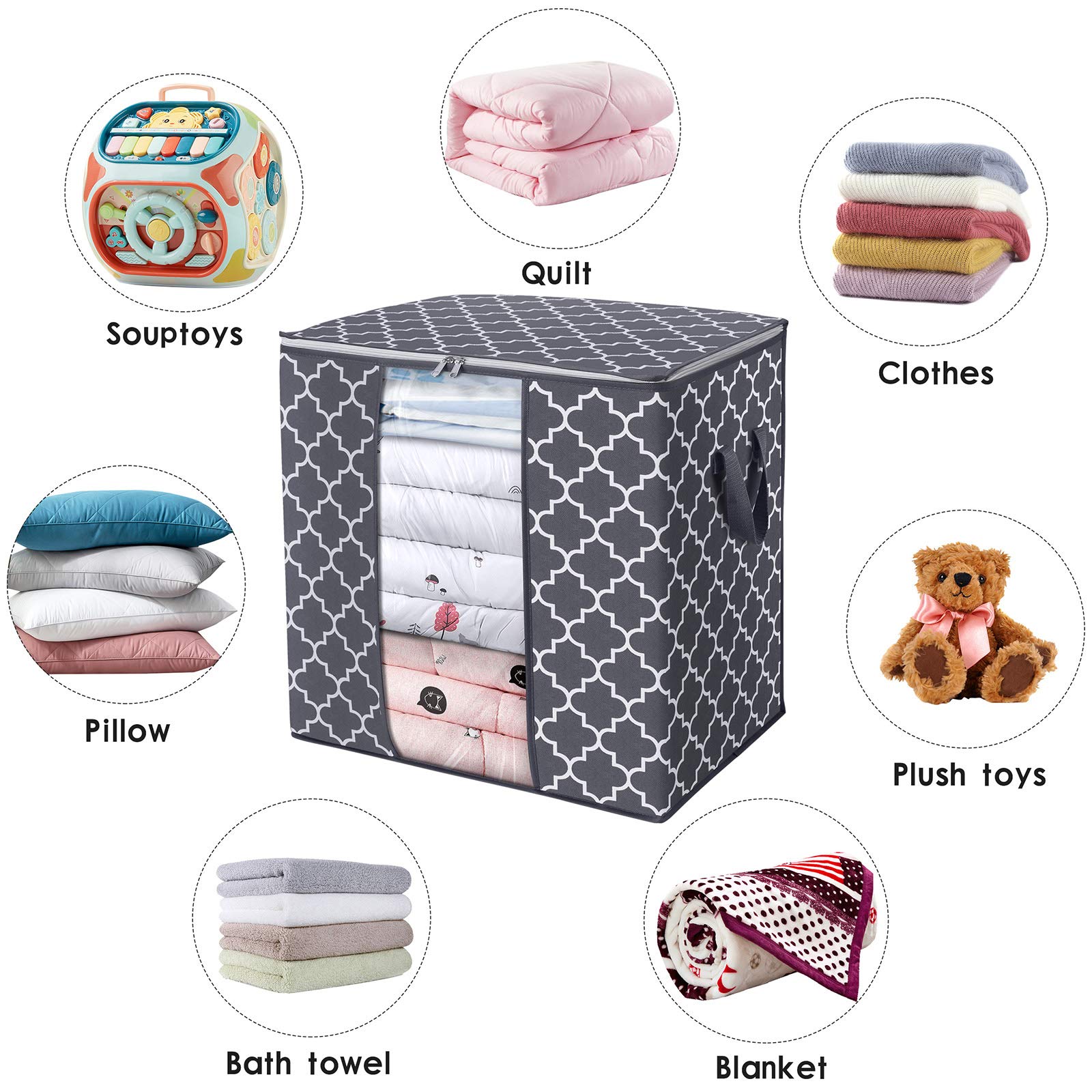 WISELIFE Storage Bags [8 Pack/100L] Large Blanket Clothes Organization and Storage Containers for Comforters,Bedding, Foldable O
