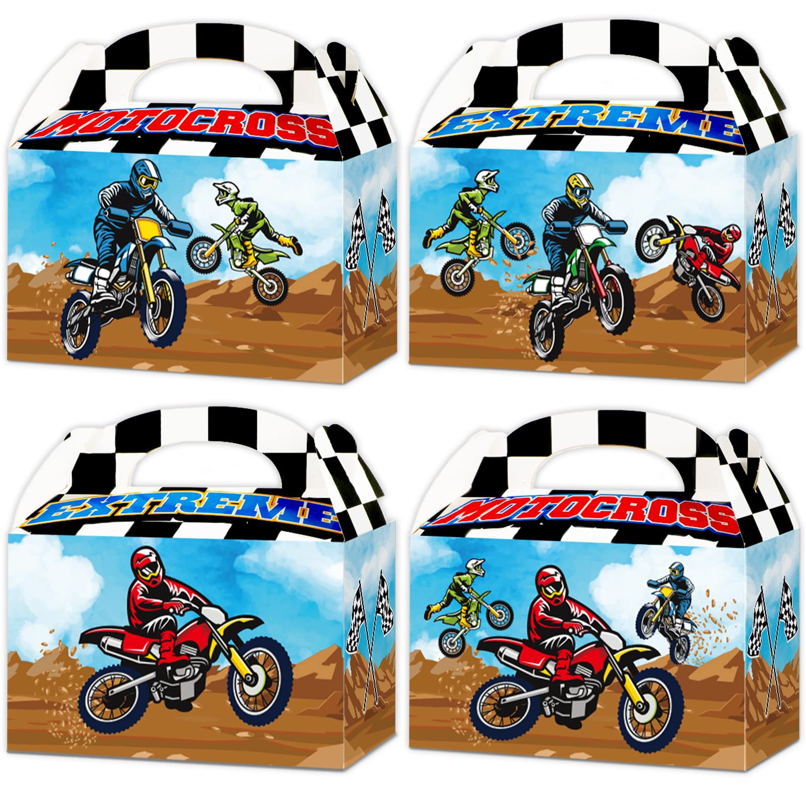 Gisgfim 12 Pcs Dirt Bike Party Gift Treat Box, Motocross Candy Goodie Favor Box For Dirt Bike Theme Birthday Baby Shower Party S