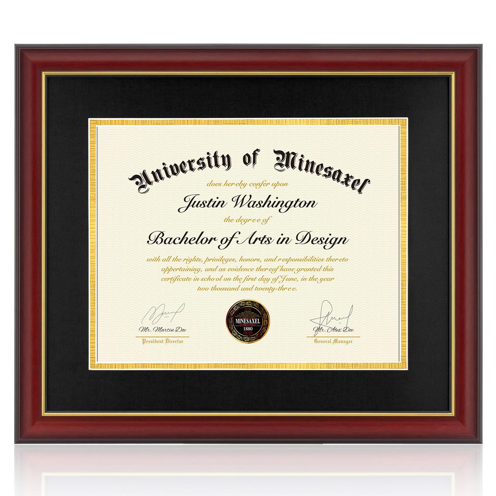 Minesaxel 15x18 Diploma Frames with 11x14 Black Mat Display Documents 11 x 14 or 15 x 18 without Mat, 14x11 Cherry Red Frame for
