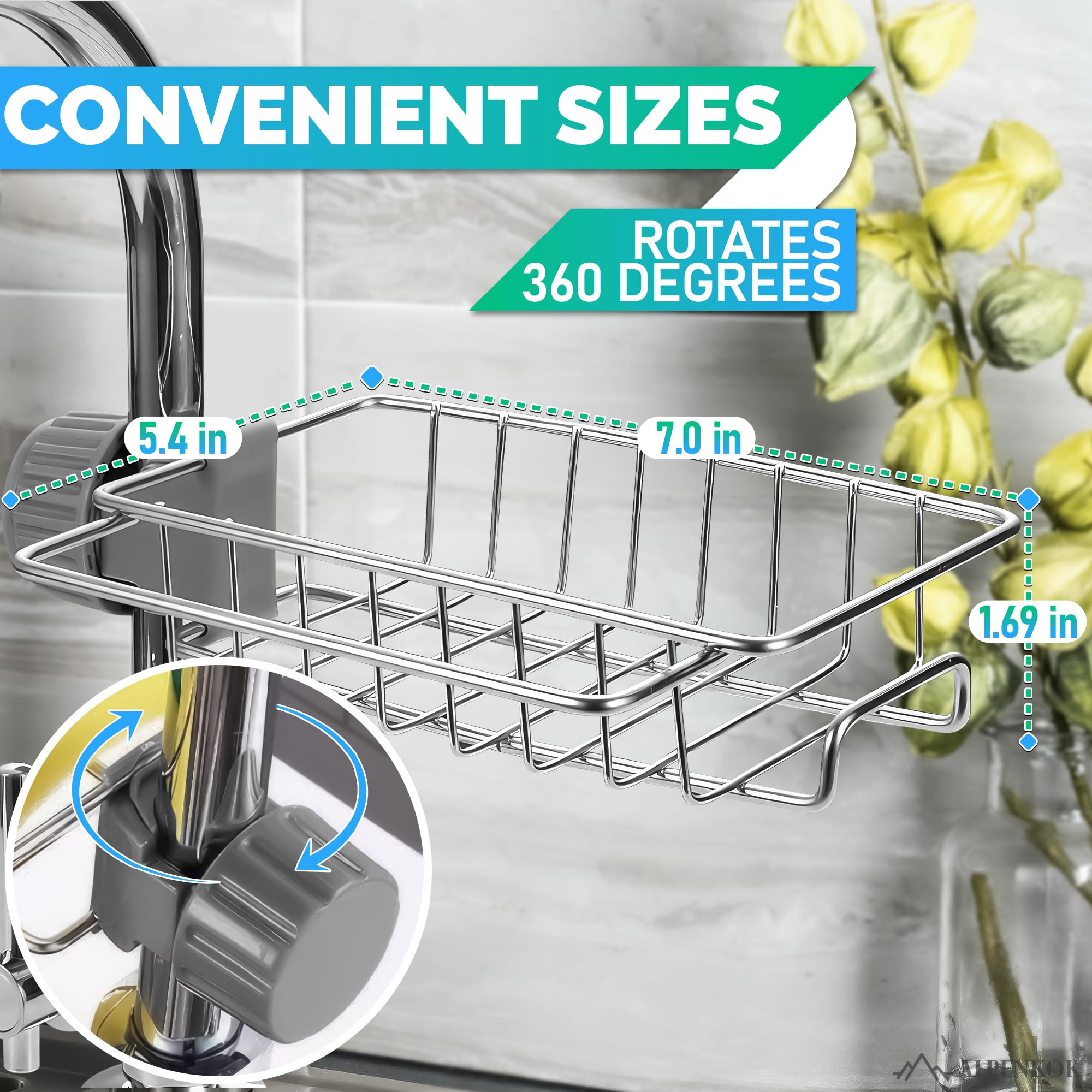 Over Faucet Sponge Holder For Kitchen Sink Faucet - Stainless Steel Faucet Rack For Kitchen Sink Organizer Rack For Kitchen Spon