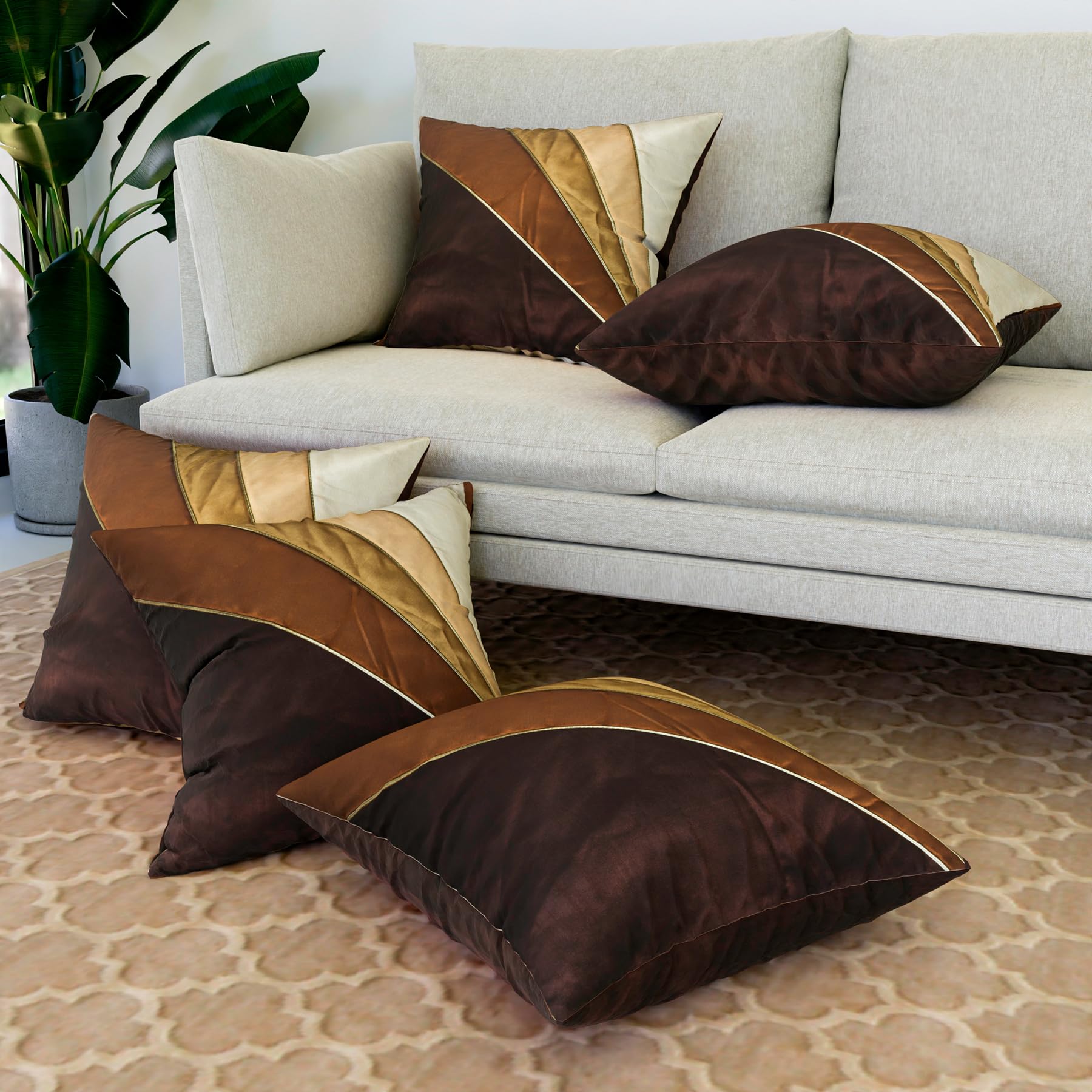 Kuber Industries Cushion Cover|Pillow Covers For Sofa|Throw Cushion Cover|Dupion Polyester Cushion Covers|Cream Patang Wire Cush
