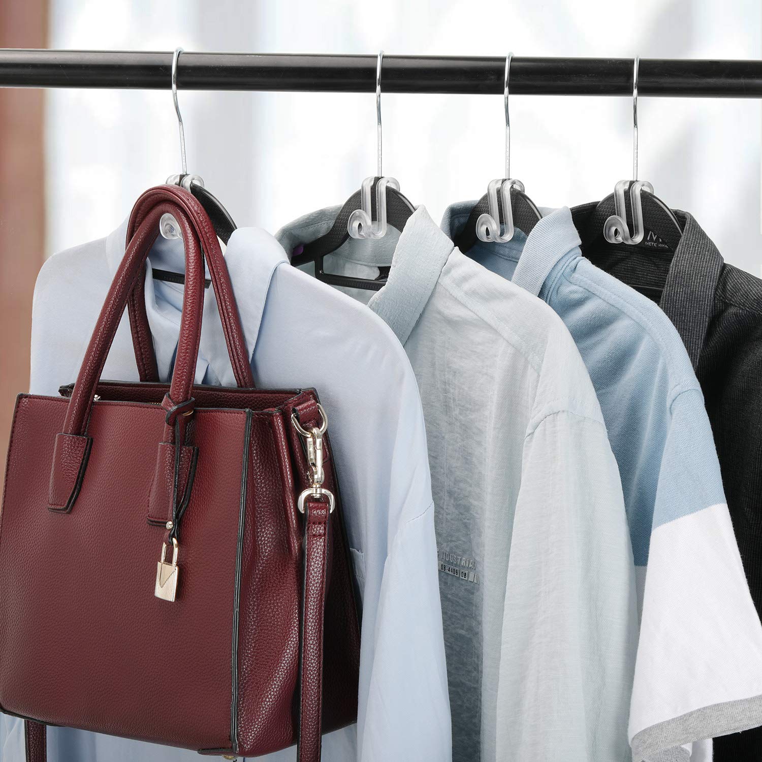 Mlici 70 Pack Connector Hooks for Hanger  Transparent Stackable Clothes Hangers with Hooks  Hanger Extender Clips Space Saving  Clear Velvet Hanger Cascading Hooks for Outfit Organizer