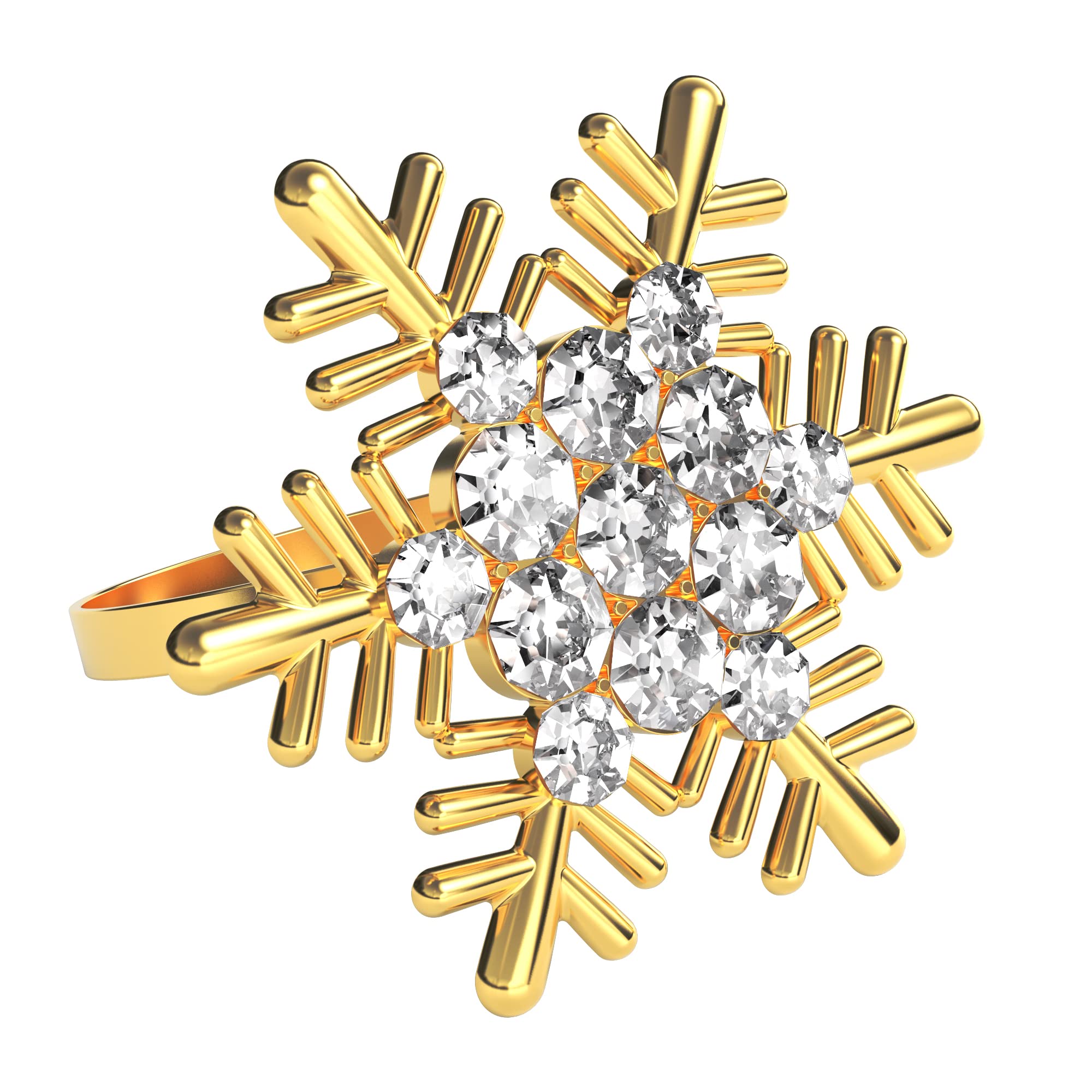 Zeedix Set Of 8 Gold Snowflake Christmas Napkin Rings For Dinning Table Setting- Rustic Dinner Tables Setting Decoration For Wed