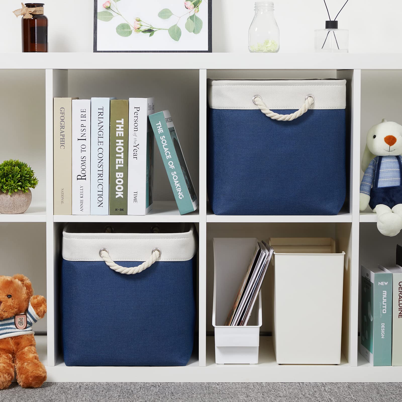Temary Storage Baskets For Shelves, 2 Pcs Fabric Storage Bins Empty Gift Baskets For Organizing Clothes, Toys, Books, Decorative
