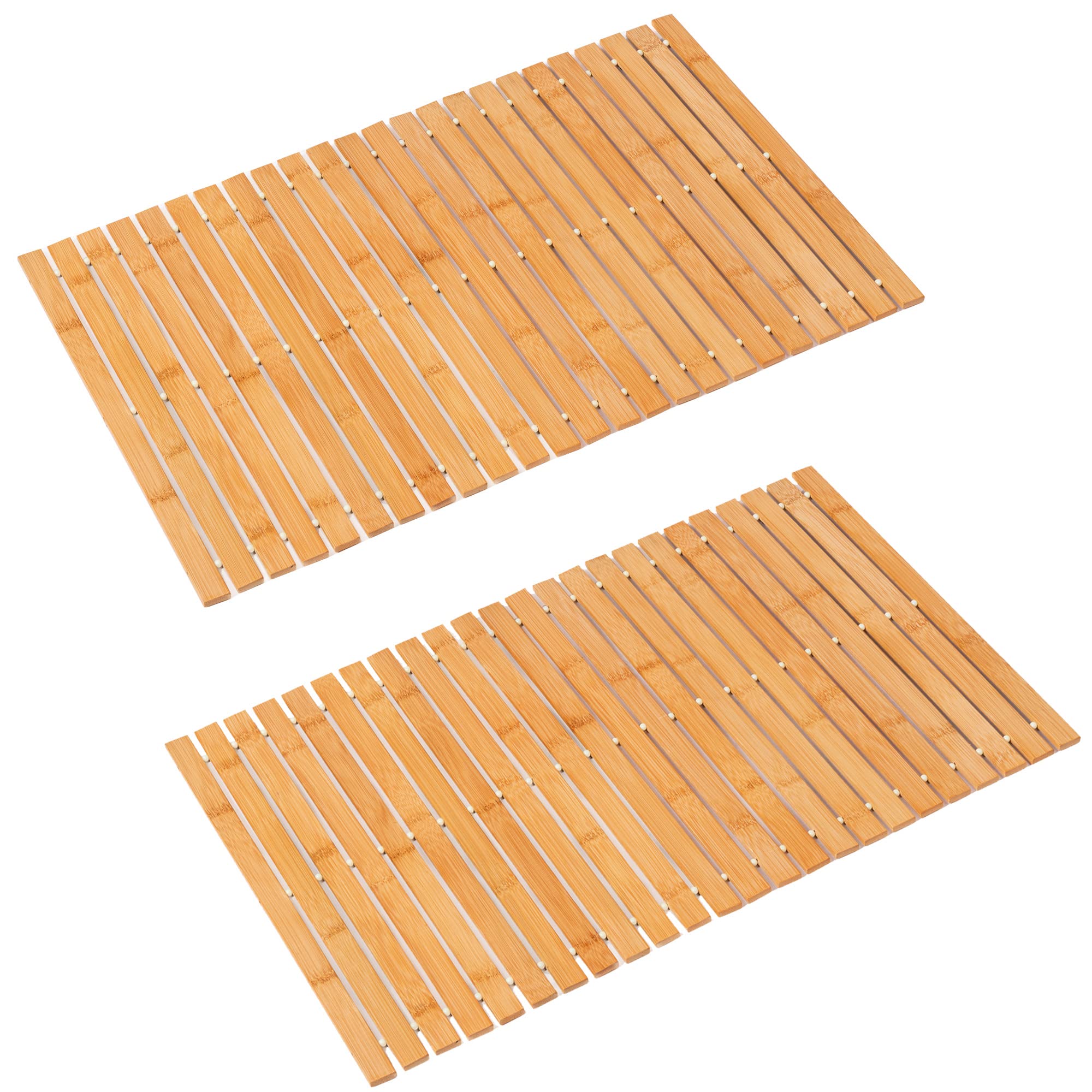 Bamboo Bath Mat Bathroom Rugs Floor Wood Shower Bathtub Waterproof Non Slip Natural Bamboo Accessories 16X24 Inch Easy To Clean,