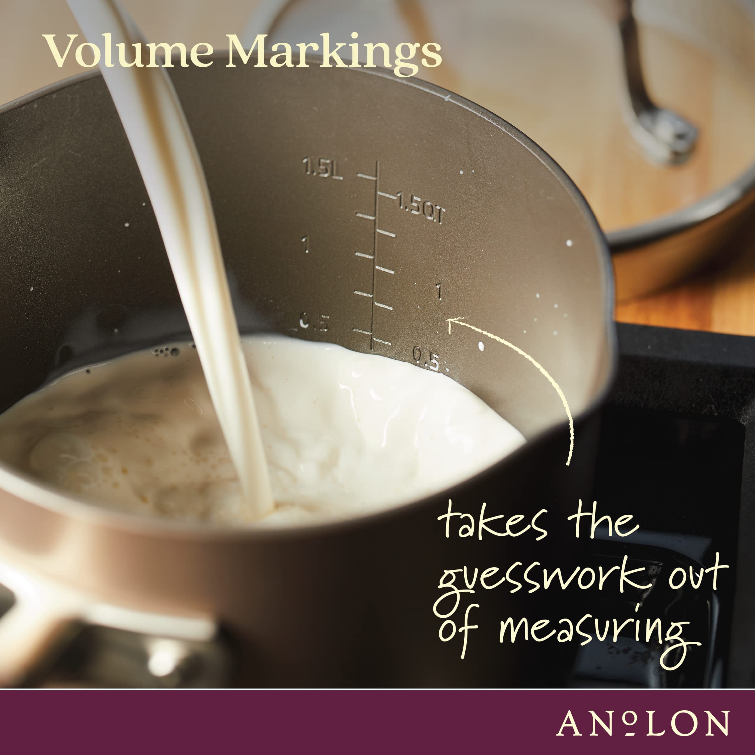 Anolon Advanced Home Hard Anodized Nonstick Sauce Pan/Saucepan With Straining And Lid, 2 Quart (2 Qt Straining Saucepan, Bronze)