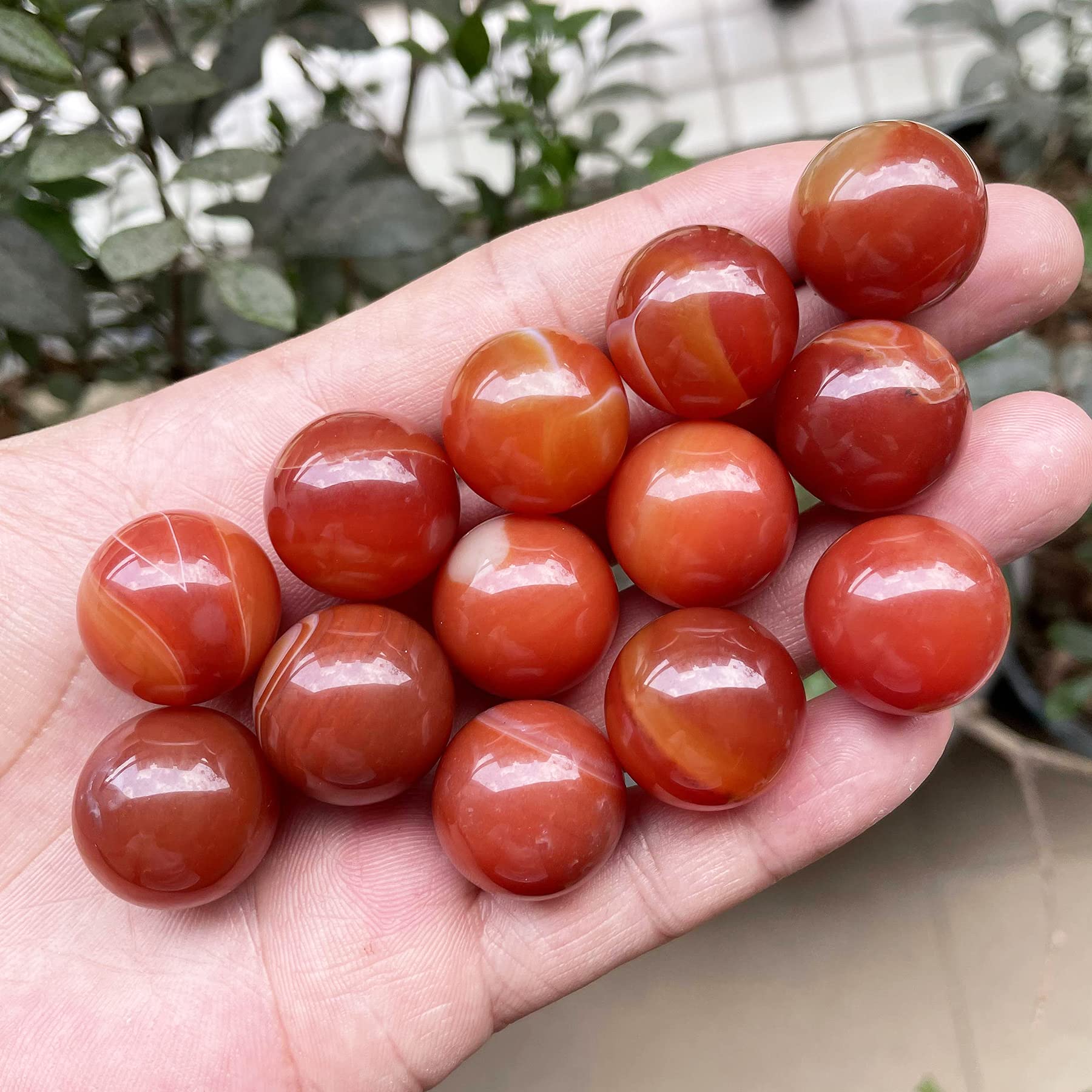 Fekuar 5 Pcs Carnelian Crystal Sphere Ball Set, Polished Healing Energy Mineral Gemstone Balls for Reiki Chakra Decoration Fengs