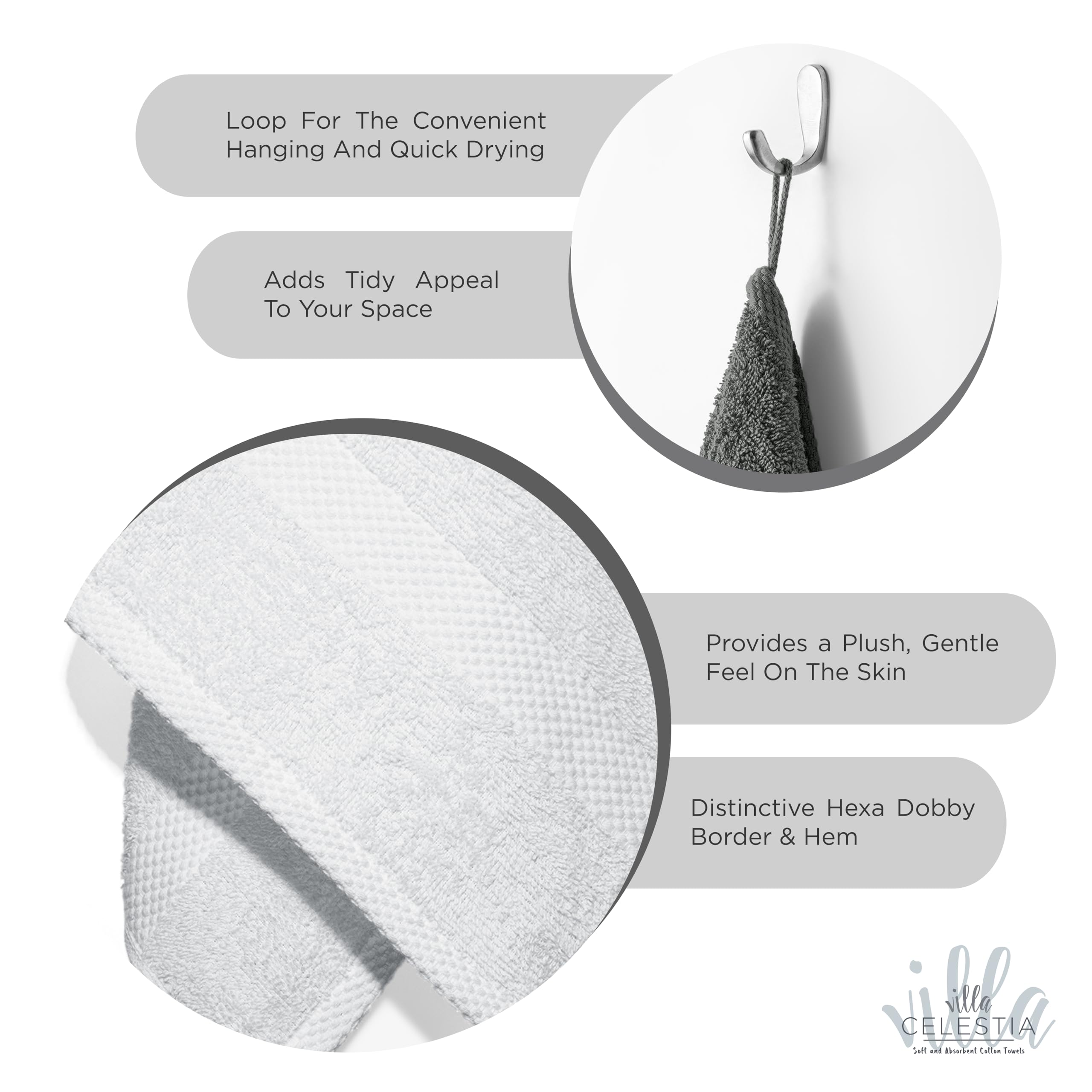 Villa Celestia 100% Cotton Bath Towel Set Of 12-4 Bath Towels, 4 Hand Towels, 4 Wash Cloths, Sustainable, Soft, Highly Absorbent