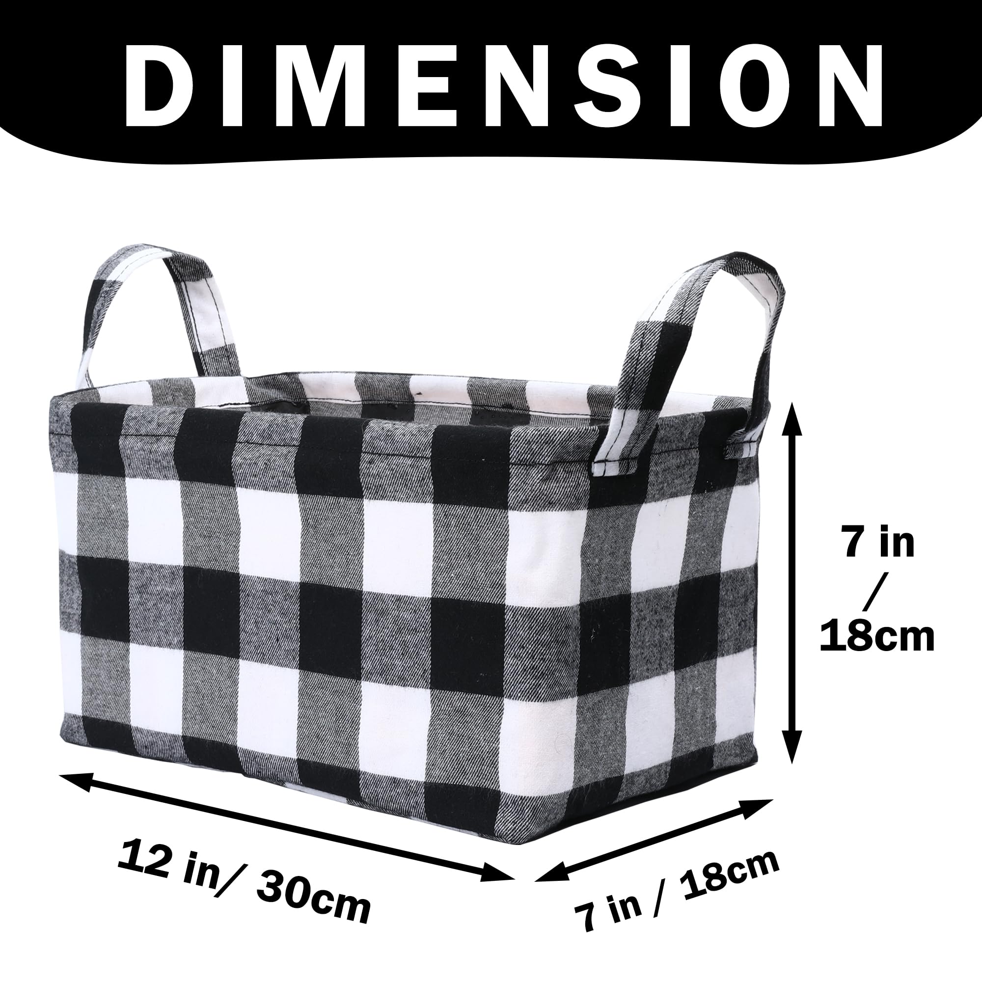 Kaaltisy Buffalo Storage Basket - Black And White Foldable Storage Baskets, Buffalo Plaid Cube Storage Bins For Shelves, Home Of