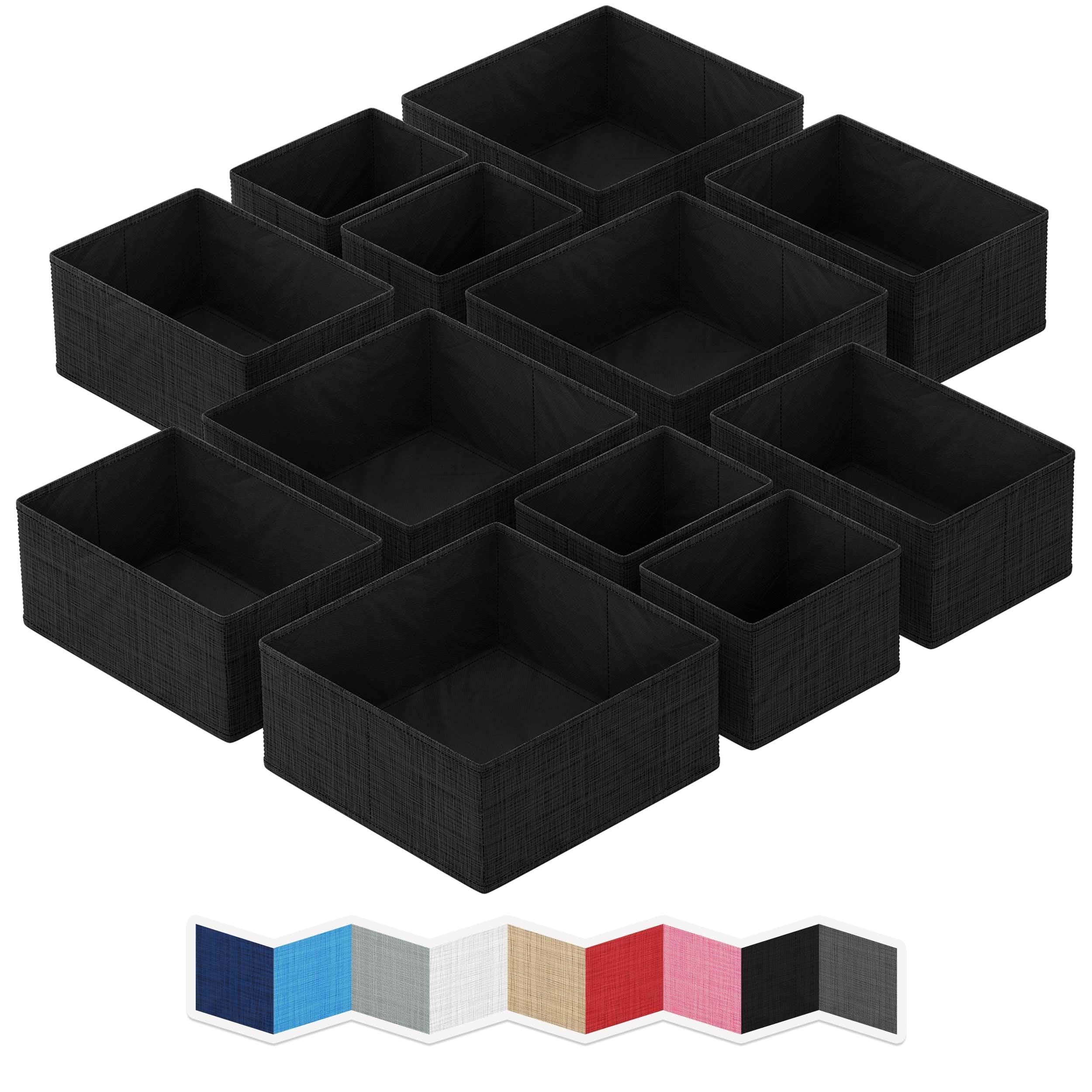 NEATERIZE Drawer Organizer - [Set Of 12] - Closet Organizer and Storage Baskets| Foldable Cloth Drawers Divider | Fabric Bin For