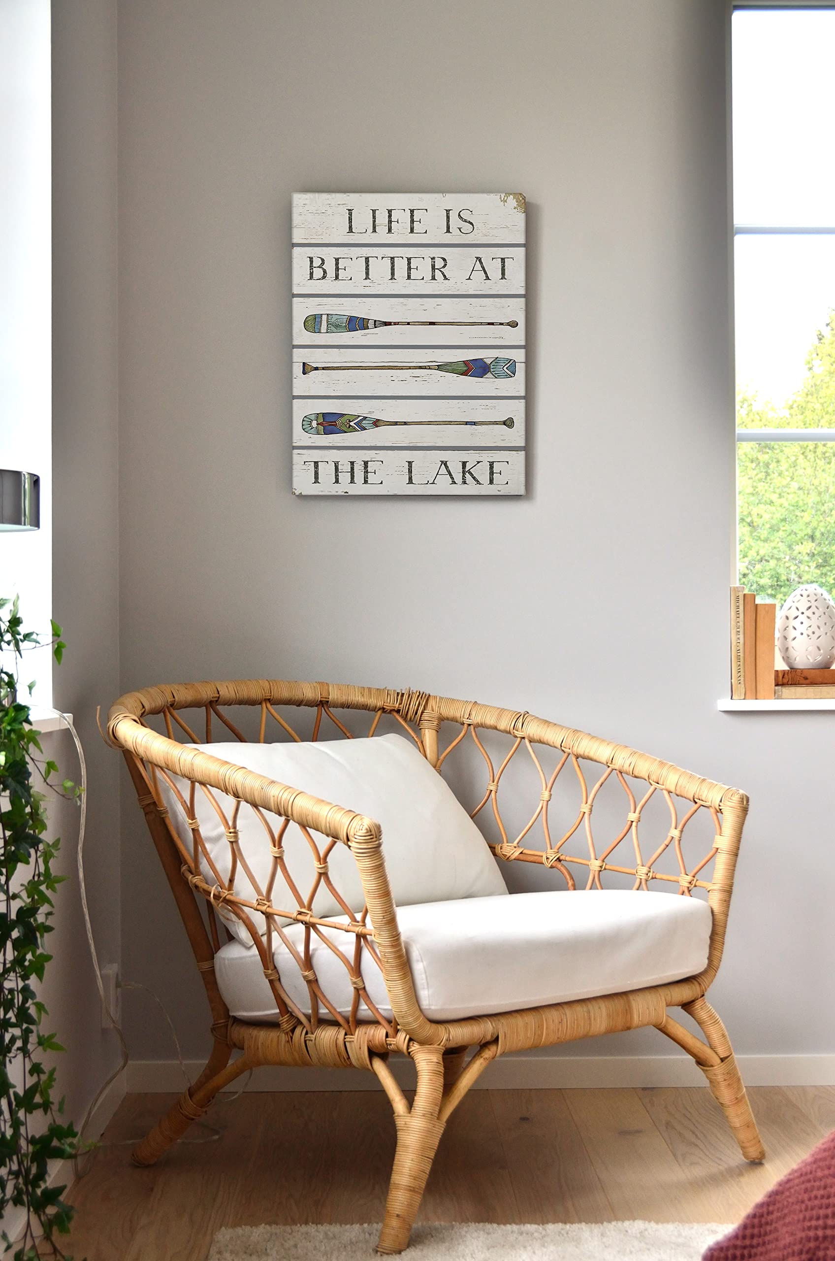 Life Is Better At The Lake Canvas Wall Art Prints Artwork Signs Framed For Lake House Porch Wall Decor Home Room Bathroom Decor,