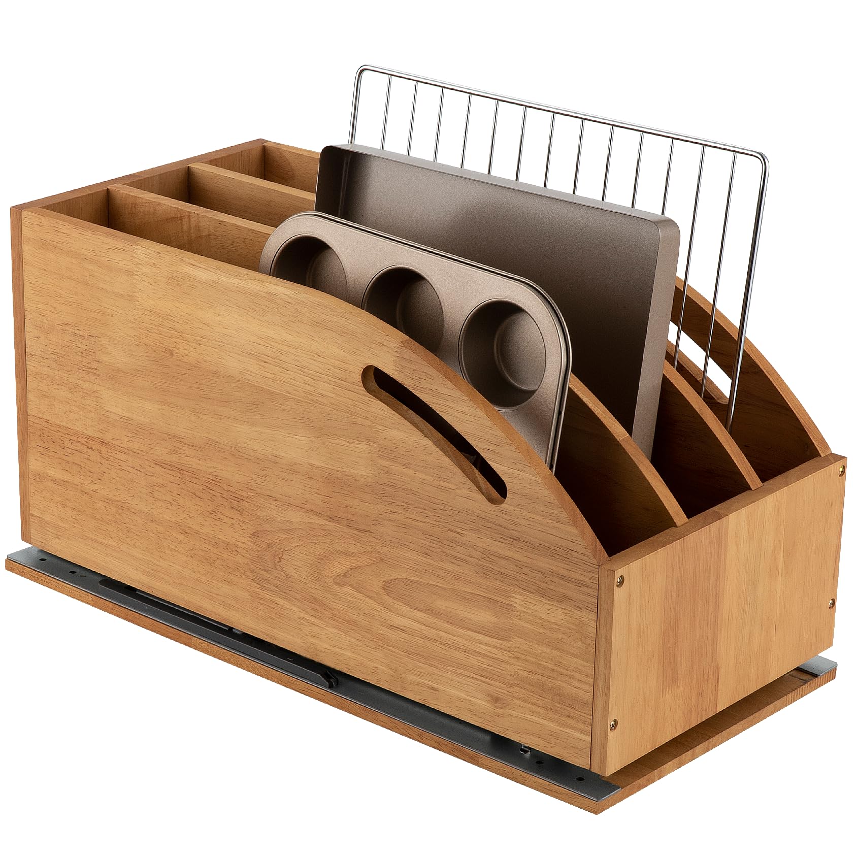 DINDON Pull Out Cabinet Organizer for Pans, Pot lid, Cookie Sheet, Cutting Board, Baking Tray, Slide Out Kitchen Cabinet Storage