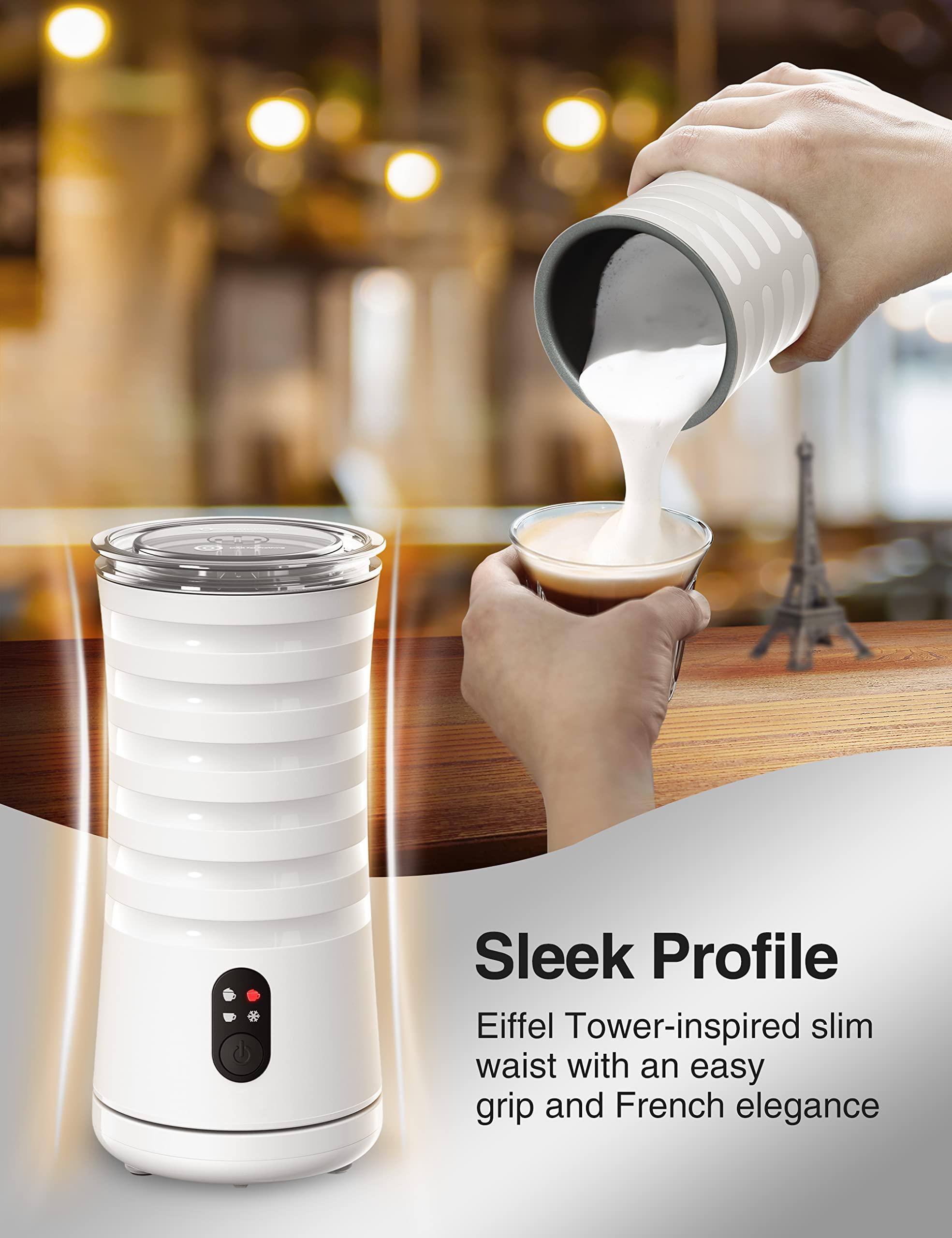 Arvov Milk Frother, Automatic Milk Frother Machine, 4 In 1 Functions Milk Frother Machine For Coffee, Hot Chocolates, Latte, Cap