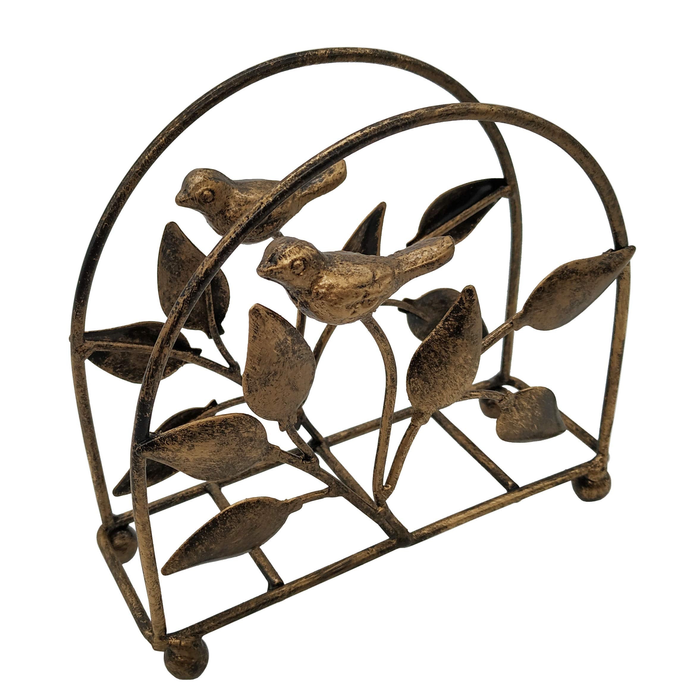 Cast Iron Bird & Tree Classic Napkin Holder/Tabletop Freestanding Tissue Dispenser, Bronze
