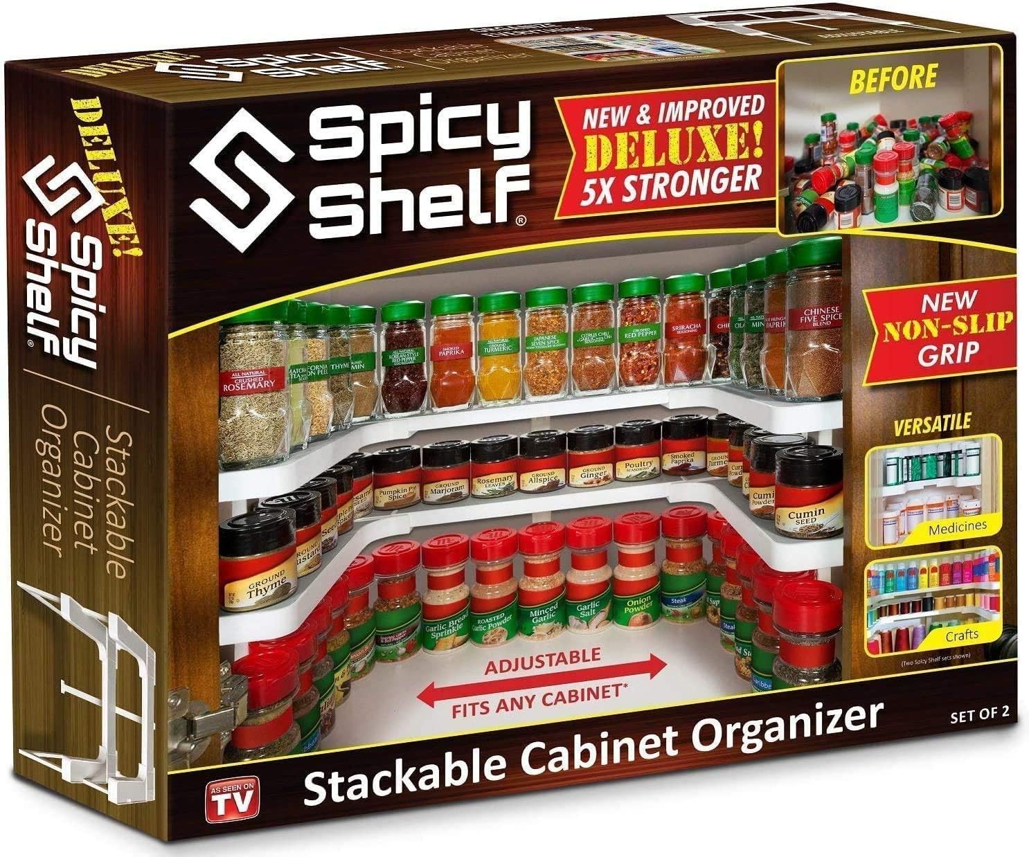 Spicy Shelf Deluxe - Expandable Spice Rack and Stackable Cabinet & Pantry Organizer (1 Set of 2 Shelves) - As seen on TV Deluxe 