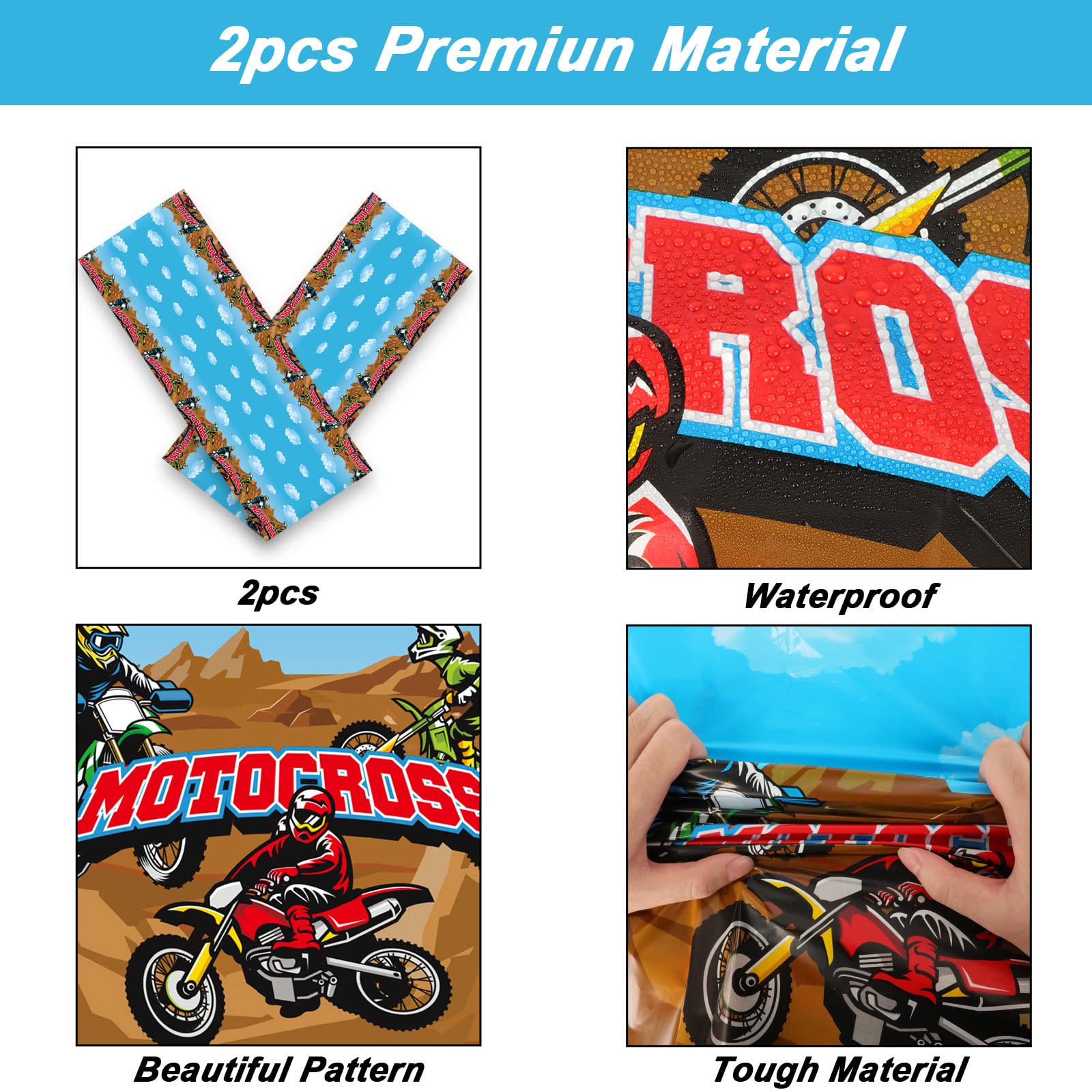 Gisgfim 98Pcs Dirt Bike Birthday Party Supplies Disposable Plates Napkins Tablecloths Decorations Motorcycle Theme Party Table S