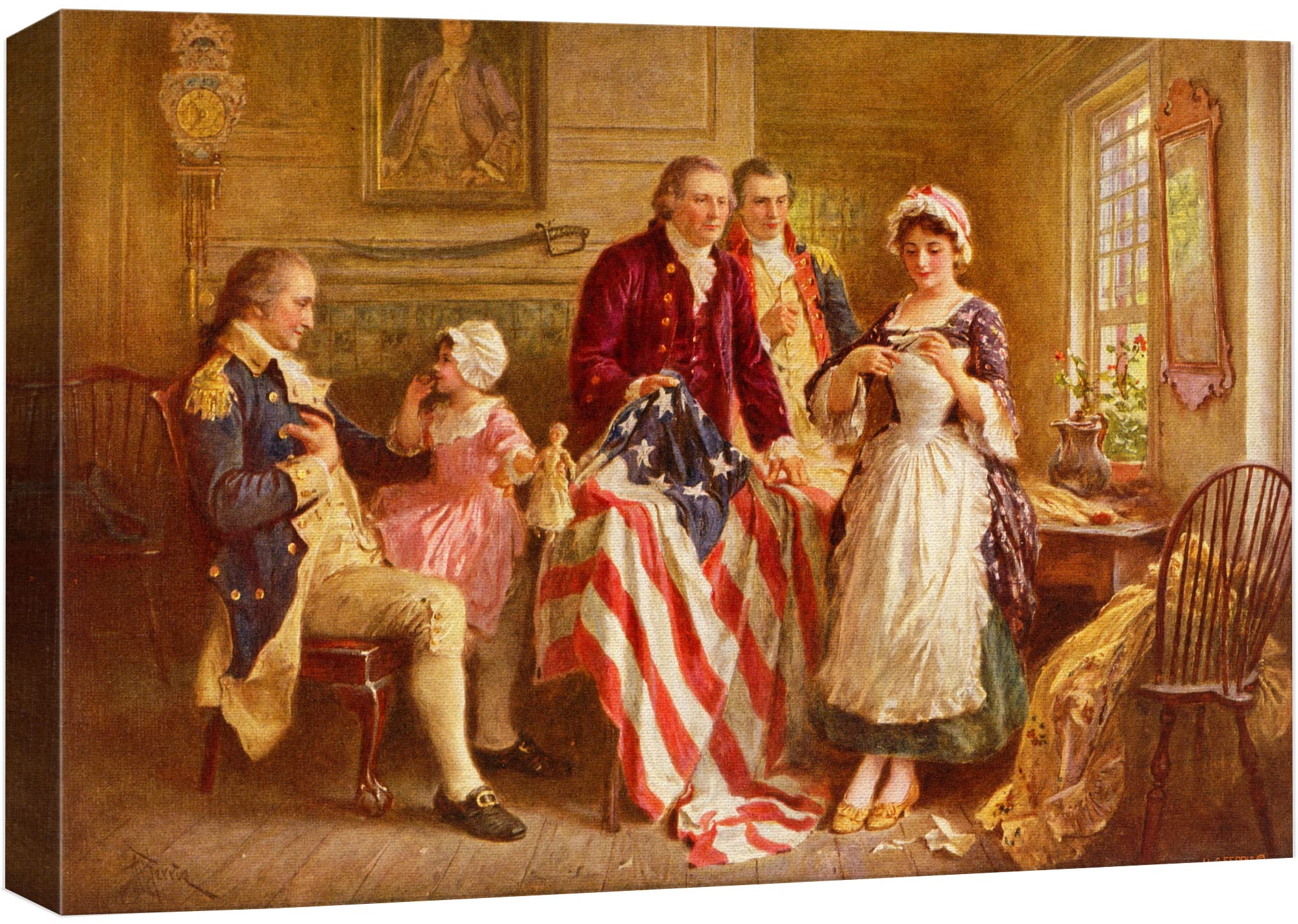 Wall26 - Betsy Ross 1777 By Jean Leon Gerome Ferris - Canvas Print Wall Art Famous Painting Reproduction - 24'' X 36''