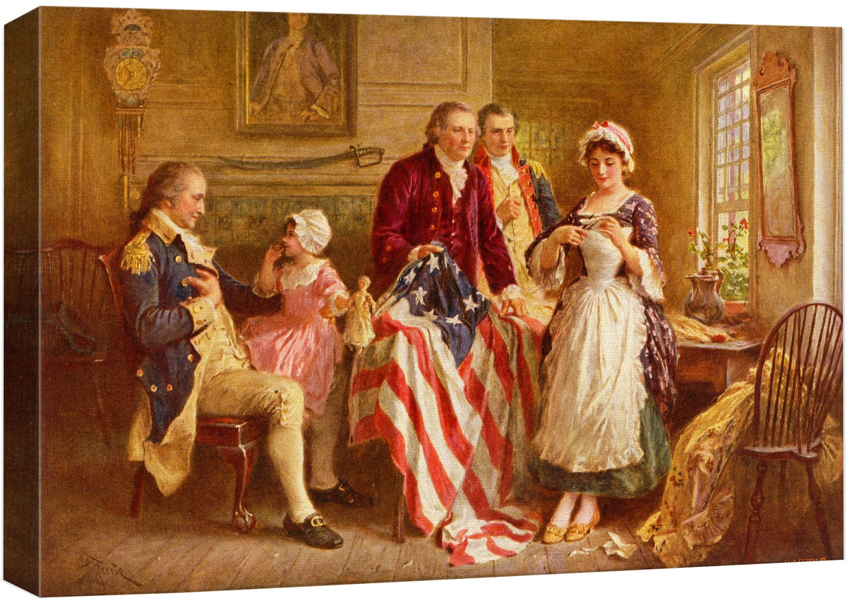 Wall26 - Betsy Ross 1777 By Jean Leon Gerome Ferris - Canvas Print Wall Art Famous Painting Reproduction - 12'' X 18''