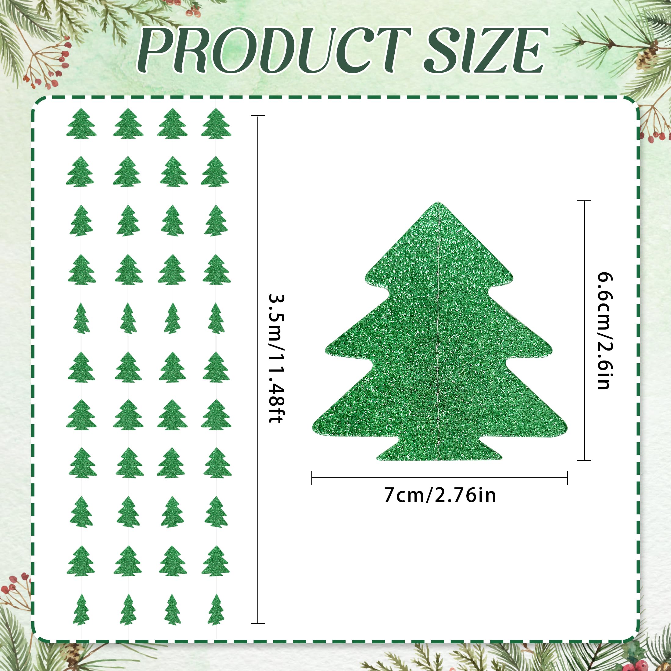 4PCS Glitter Tree Garland Paper Banner Hanging Party Supplies Ceiling Hanging Decorations for Christmas Party Decorations (Red,