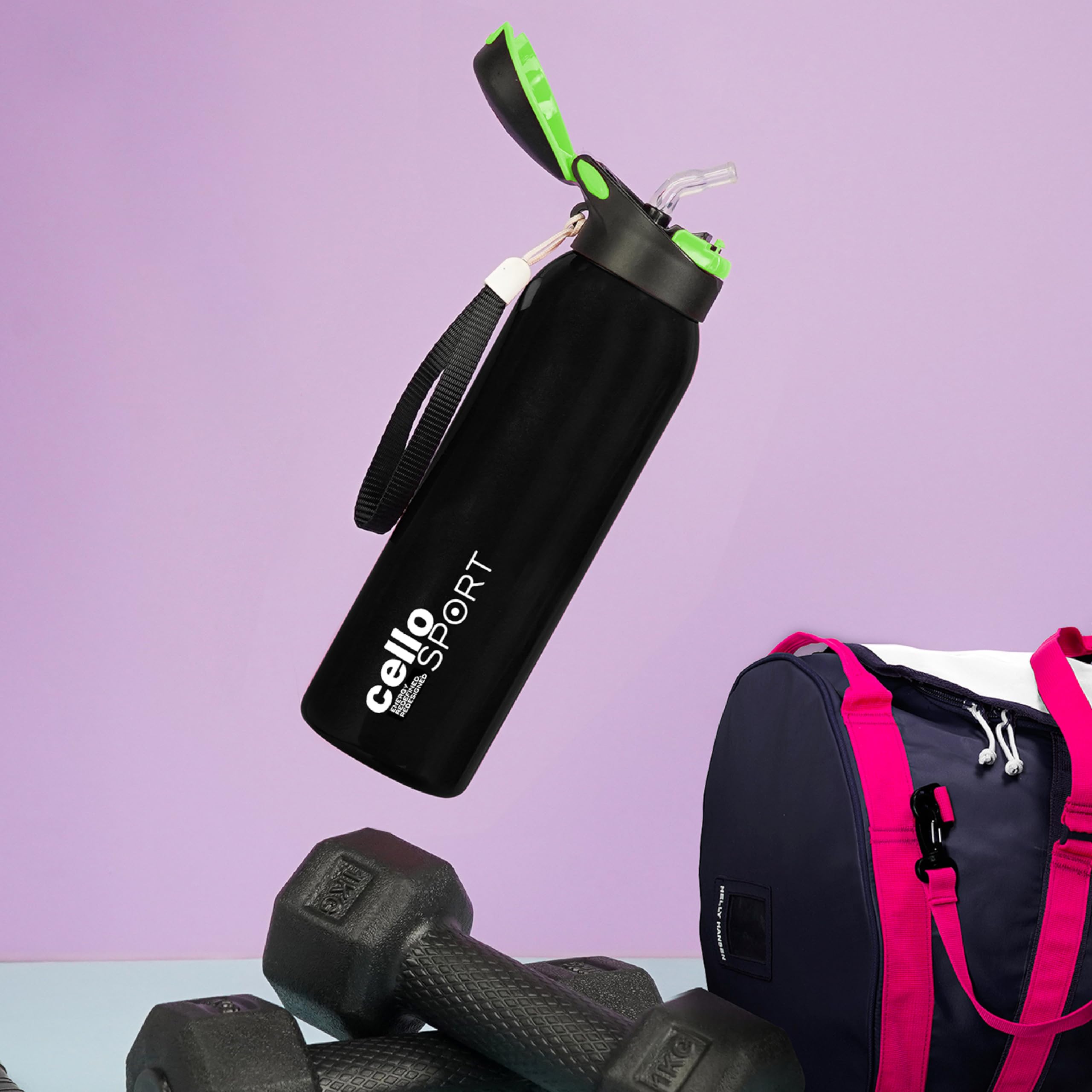 Cello Gym Star Thermosteel Flask, 650Ml, Black | 24 Hours Hot And Cold Flask | Leak Proof | Office Bottle | Sports | Home | Kitc