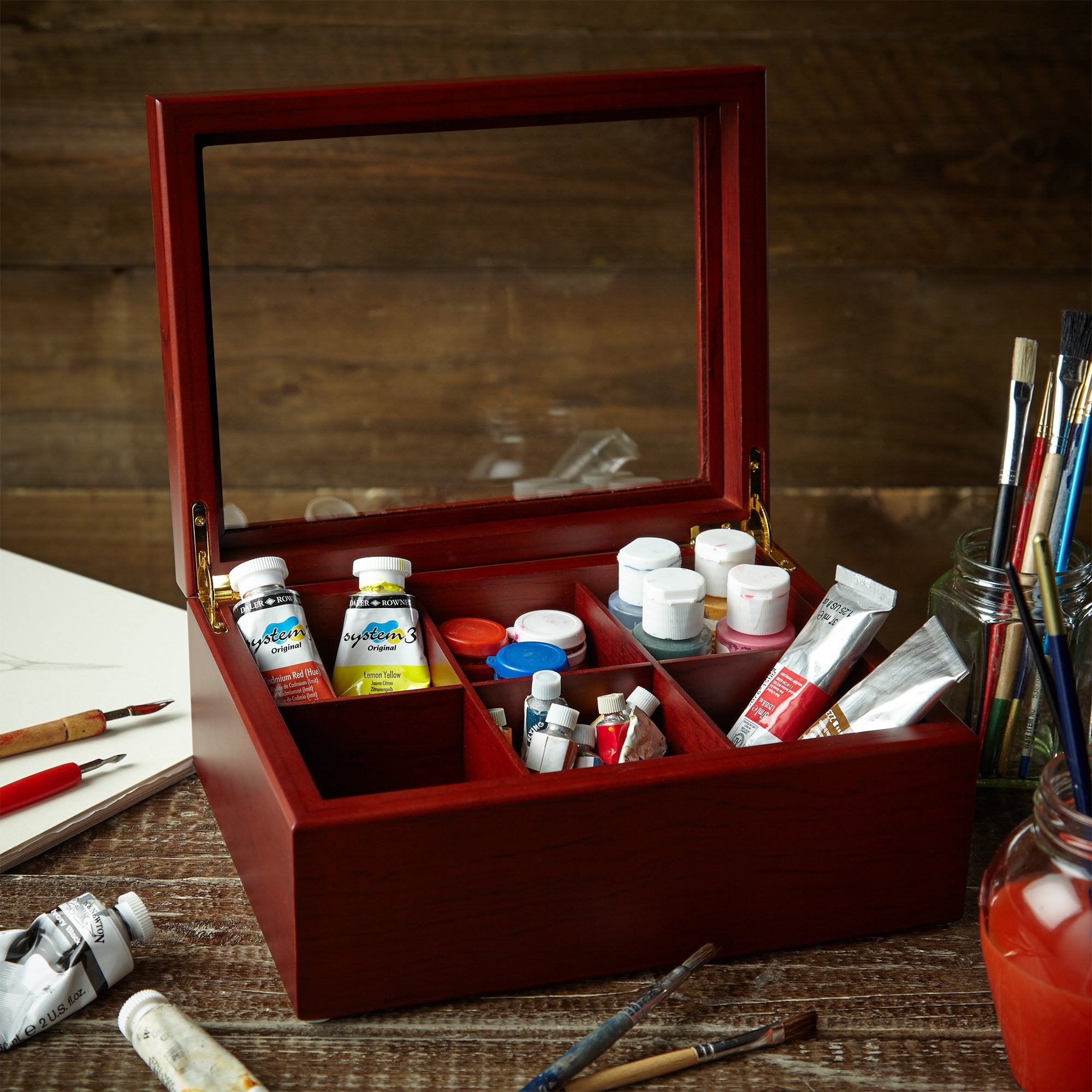 Apace Living Tea Box - Luxury Wooden Tea Storage Chest From The Premier Collection - 6 Adjustable Compartment Tea Bags Organizer