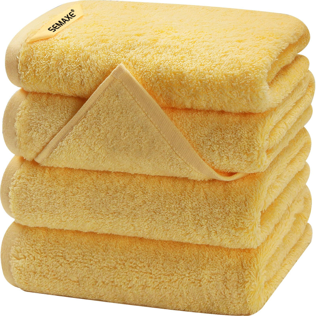 Semaxe Hand Towel For Bathroom, Soft And Highly Absorbent Towel, 100% Cotton Yellow Towel, Hotel & Spa Quality, 16   X 27   , 4