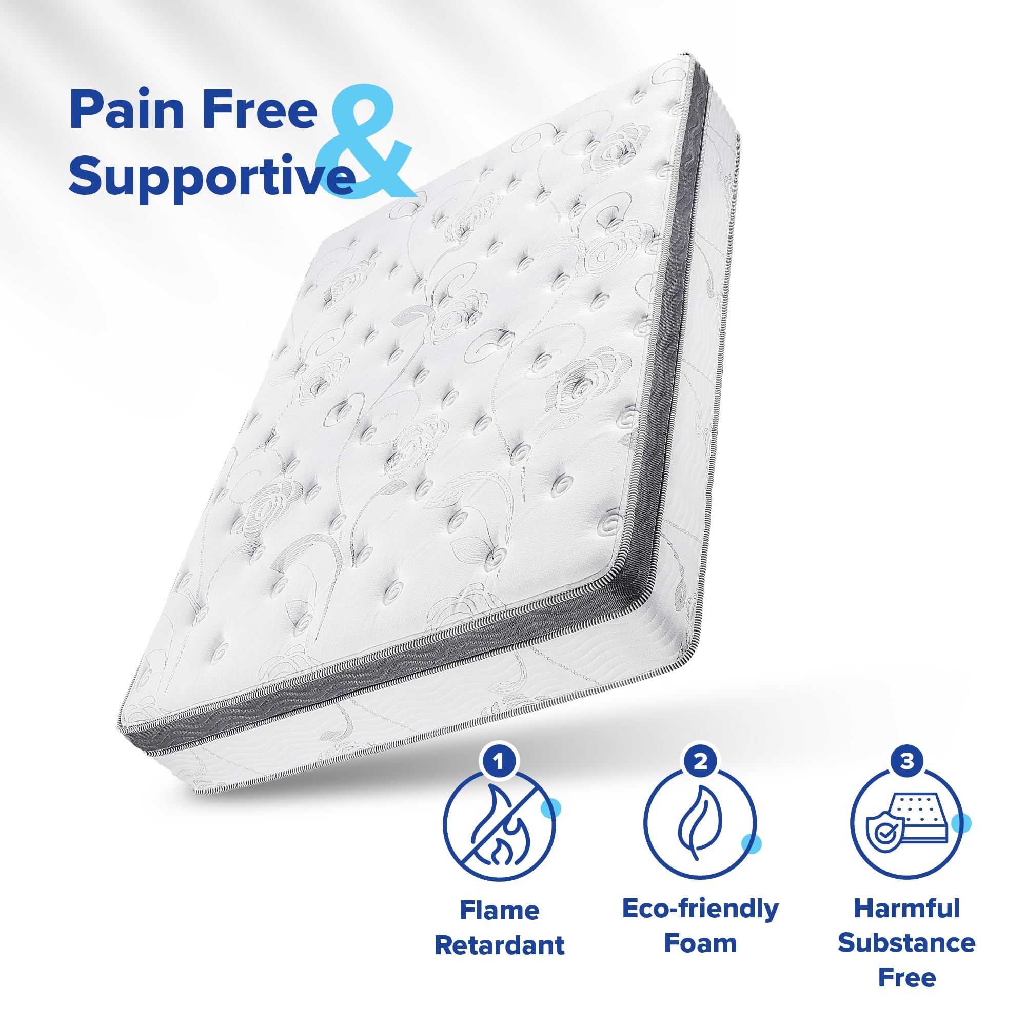 Olee Sleep Full Mattress, 13 Inch Hybrid Mattress, Gel Infused Memory Foam, Pocket Spring For Support And Pressure Relief, Certi