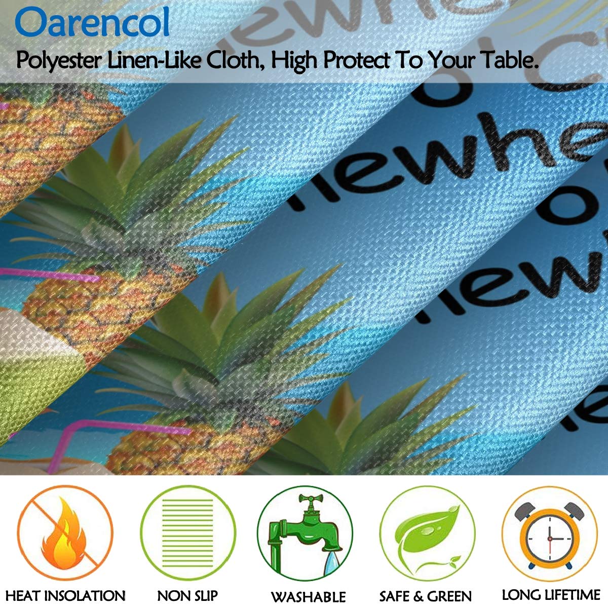 Oarencol It 'S 5 O 'Clock Somewhere Placemat Table Mats Set Of 4, Summer Parrot Pineapple Bird Tropical Fruit Banana Heat-Resist