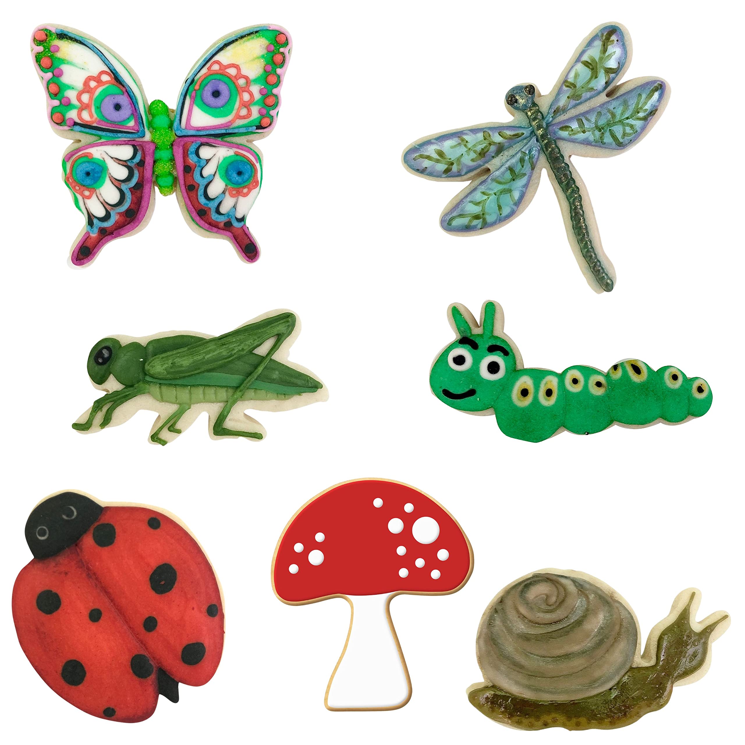 Foose Cookie Cutter 7 Piece Insect 3.5 In Dragonfly, 4.25 In Caterpillar, 3 In Ladybug, 4.5 In Butterfly, 3.5 In Grasshopper, 4.