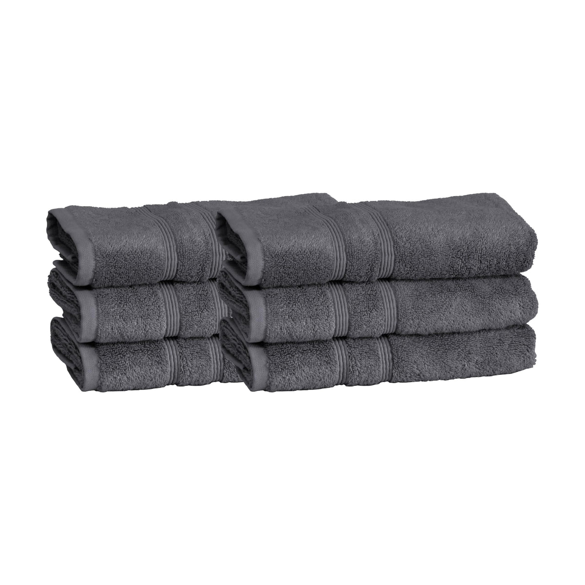 Mosobam Luxury Turkish Set Of 6 Hand Towels 16X30 Charcoal Gray (Dark Grey) 700 Gsm Bamboo Viscose & Aegean Turkish Combed Cotto