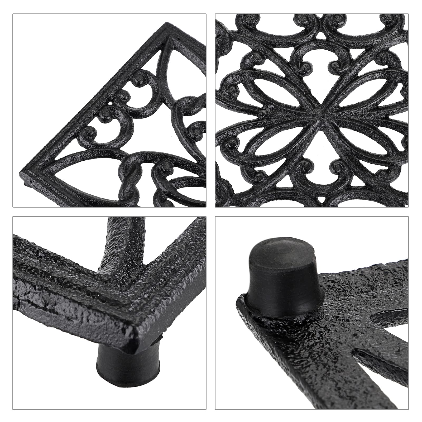 Sumnacon Rectangle 10 X 6.1 Inch Cast Iron Trivet - Rustic Heat Resistant Metal Trivet For Hot Dish Pot Pan Teapot, Vintage Stur