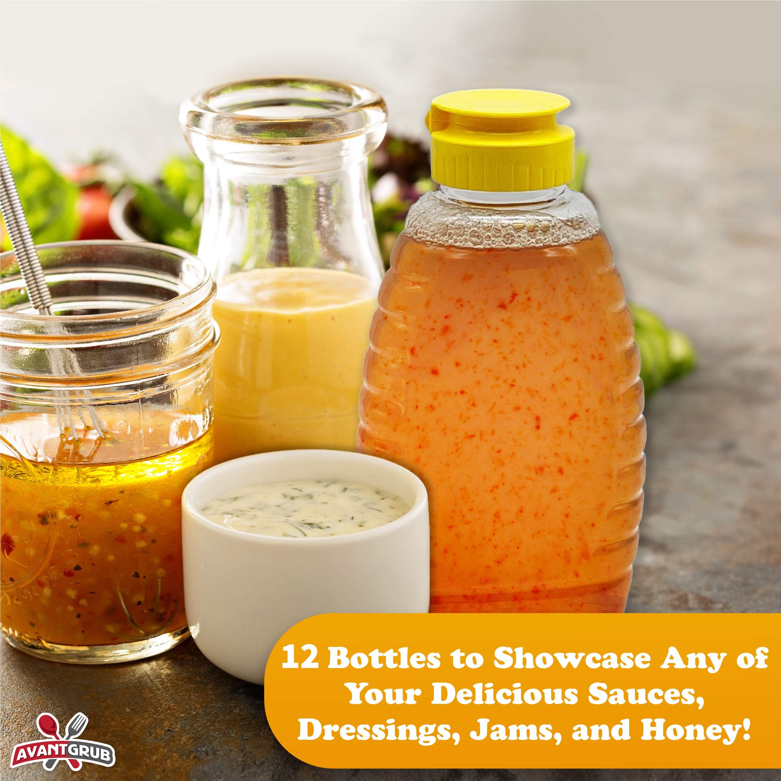 Easy Squeeze 12 Pk 12 Oz Empty Honey Bottles. Bpa-Free Food-Safe Pet Plastic Honey Dispenser. Flip-Top Refillable Syrup Containe