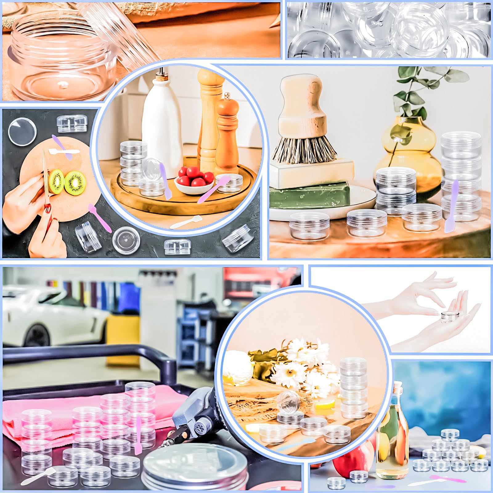 Motbach 50Pcs 10G Empty Sample Containers With Clear Lids,Refillable Makeup Sample Containers, Small Sample Pot Jars Travel Make
