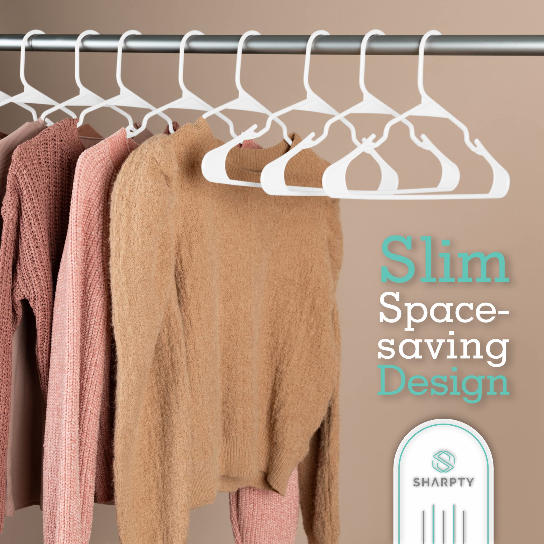 Sharpty Plastic Hangers | Clothing Notched Hangers | Durable Clothes Hangers and Coat Hangers Space Saving for Everyday Standard Use  (White Hangers  20 Pack)