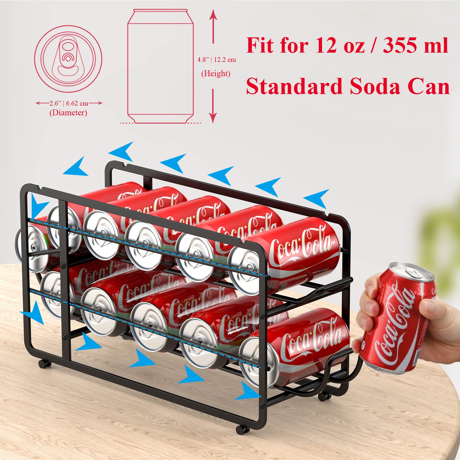 Canyave Soda Can Organizer Storage Rack, 2 Pack Stackable Beverage Soda Can Dispenser Organizer Holder For Refrigerator, Cabinet