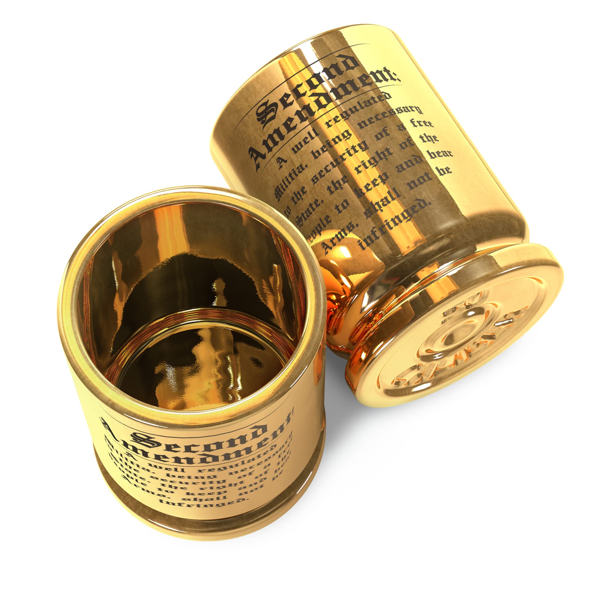 2A 50 Cal Brass Ceramic Shot Glasses - Set Of 2 - Engraved 2A