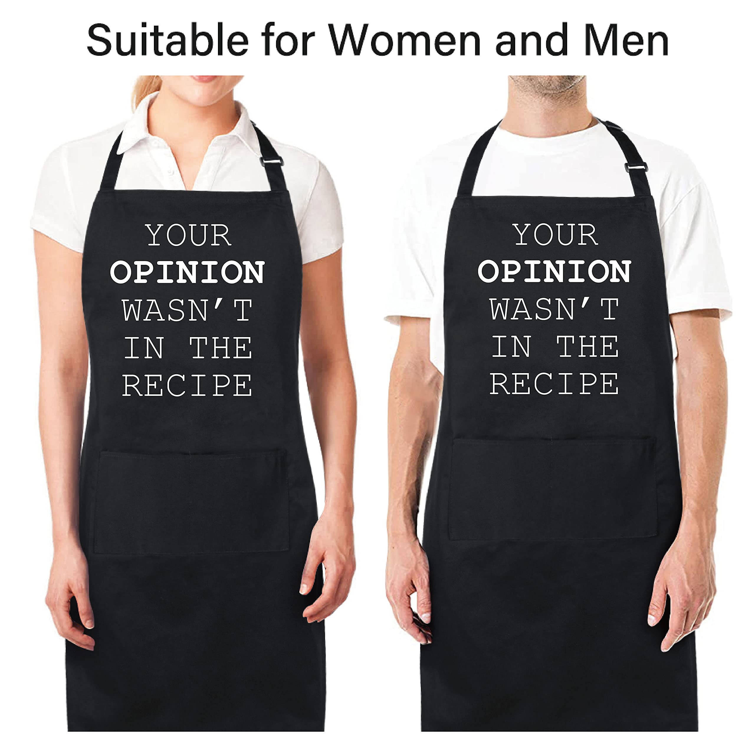 Xornis 100% Cotton Funny Apron Your Opinion Wasn'T In The Recipe With 2 Pockets Bbq Grill Cooking Adjustable Bib Aprons Gifts Fo