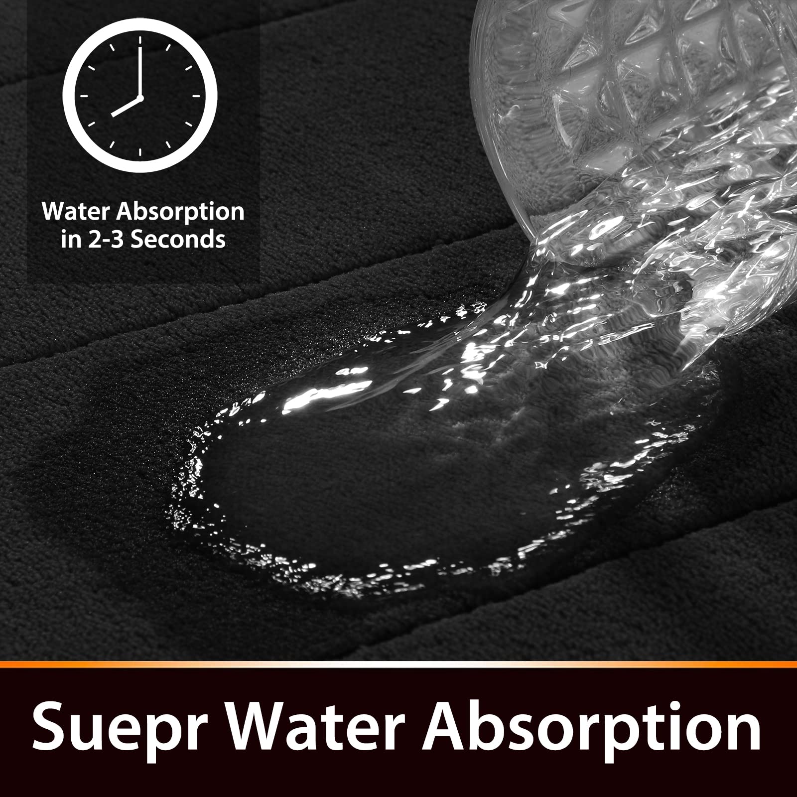 Yimobra Memory Foam Bath Mat Large Size 36.2 x 24 Inches  Soft and Comfortable  Super Water Absorption  Non-Slip  Thick  Machine Wash  Easier to Dry for Bathroom Floor Rug  Black