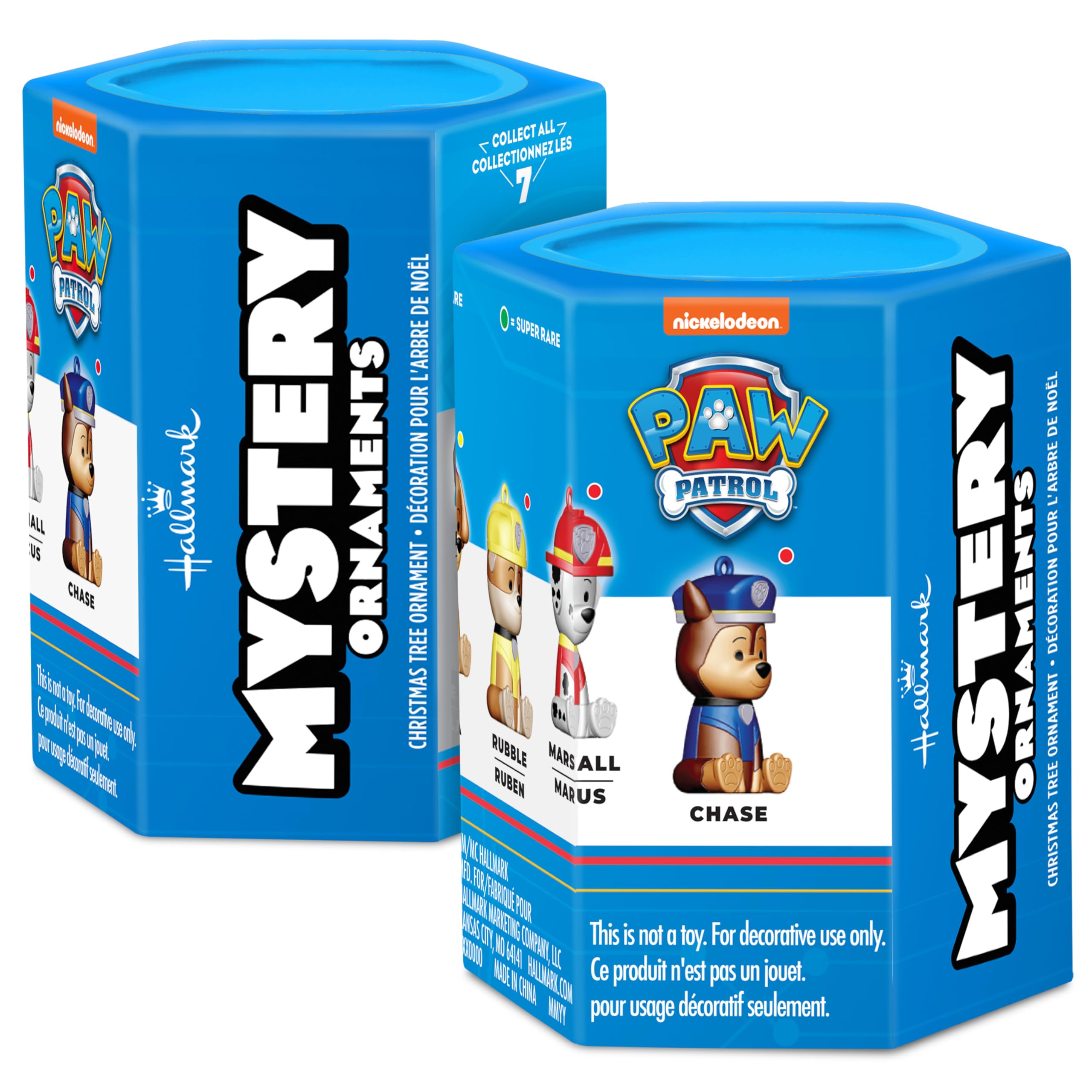 Hallmark Paw Patrol Mystery Christmas Ornaments, Shatterproof, Set of 2