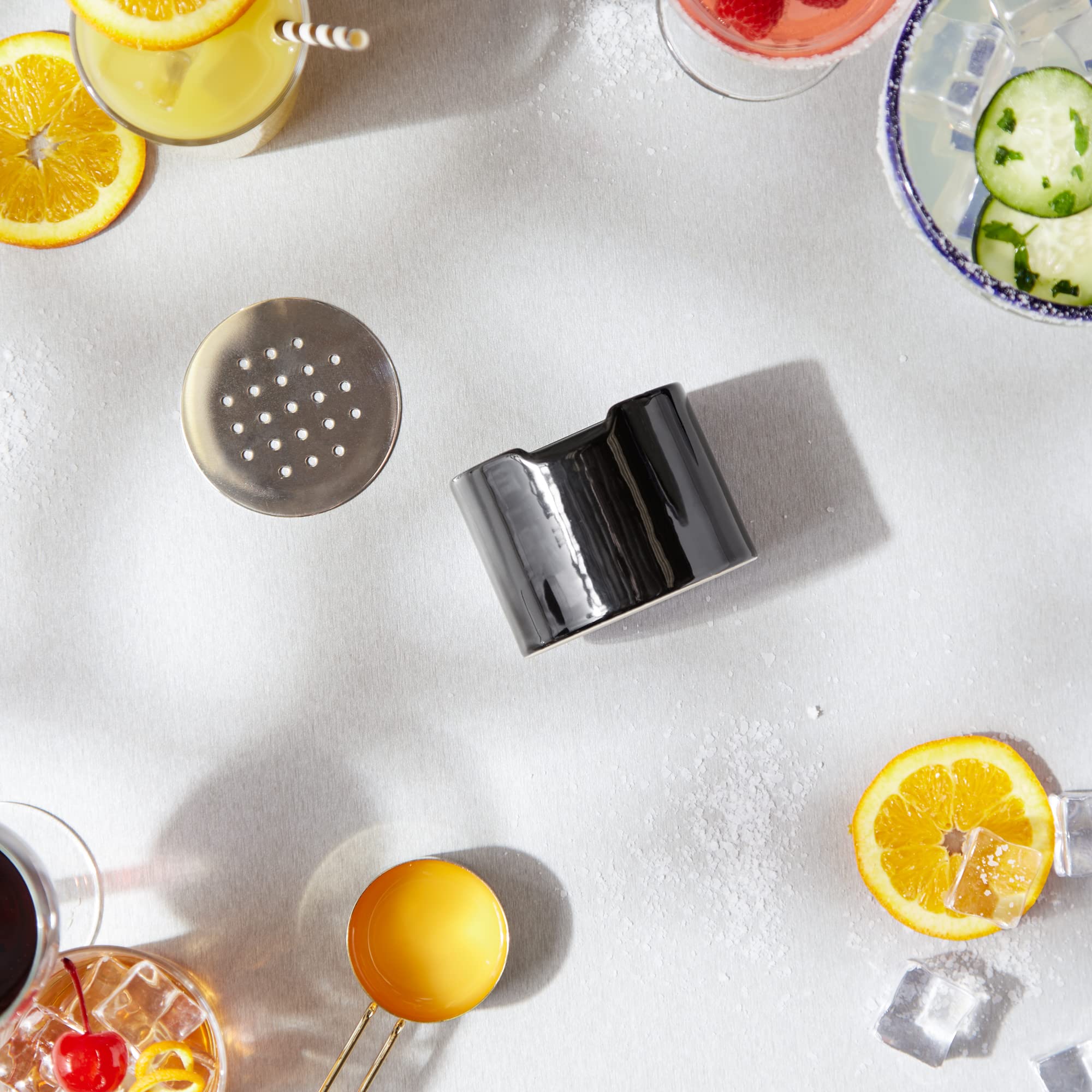 Rsvp Endurance Kitchen Collection Ceramic Fruit Fly Trap, Stainless Steel Lid, Dishwasher Safe, 3.25X3.5X4 Inch, Black