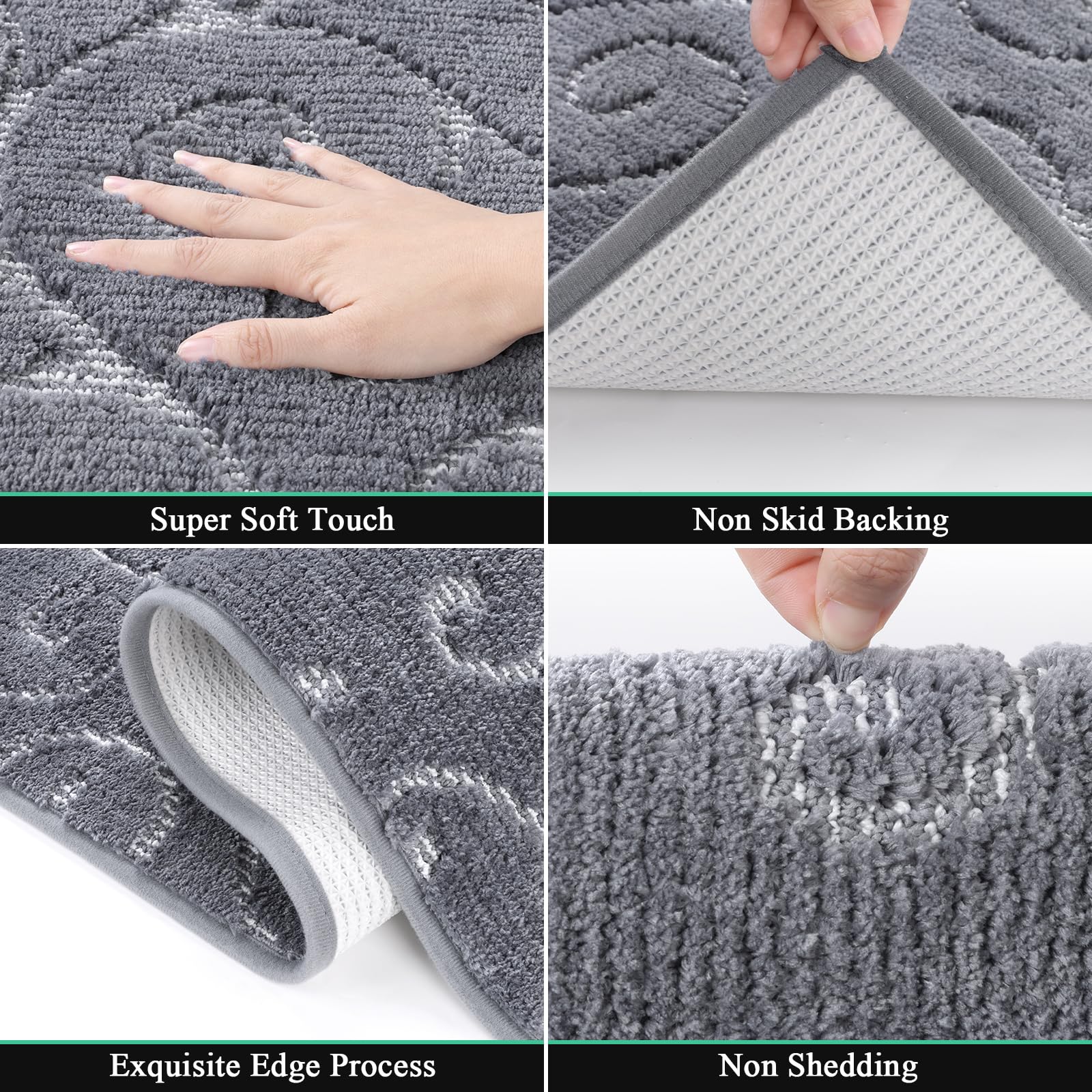 Hebe Bathroom Rugs Runner 70''X24'' Luxury Bath Mat Non Slip Long Bath Rugs For Bathroom Absorbent Microfiber Area Rug Runner Su
