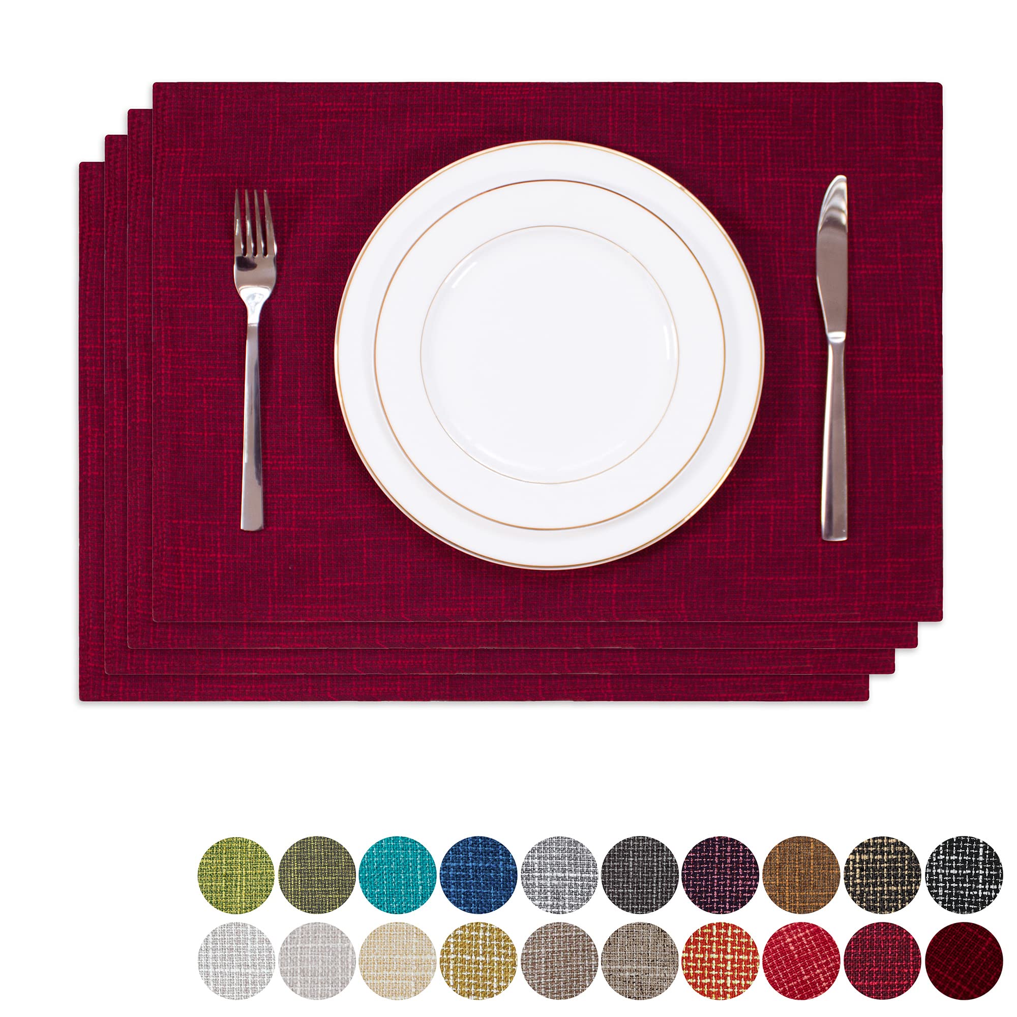 Kevin Textile Burlap Linen Placemats Set Of 4 Valentines Day Heat Resistant Dining Table Place Mats Washable Kitchen Table Mats,