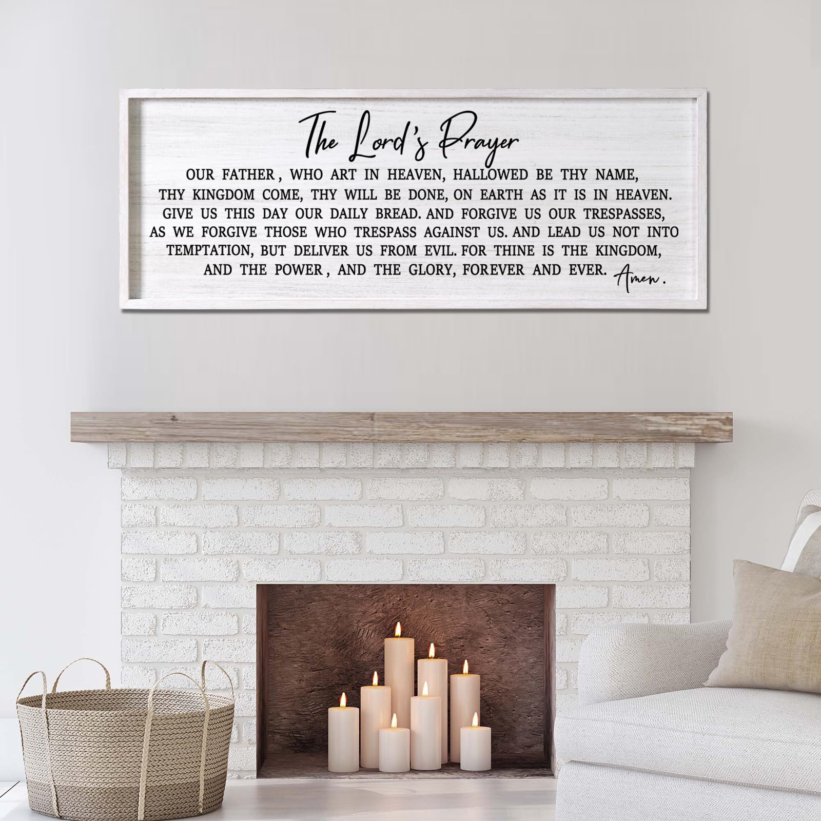 Our Father Prayer Bible Verse Framed Wall Art, 40    15   Rustic Religious Christian Lords Prayer Sign for God Jesus Christ Pray