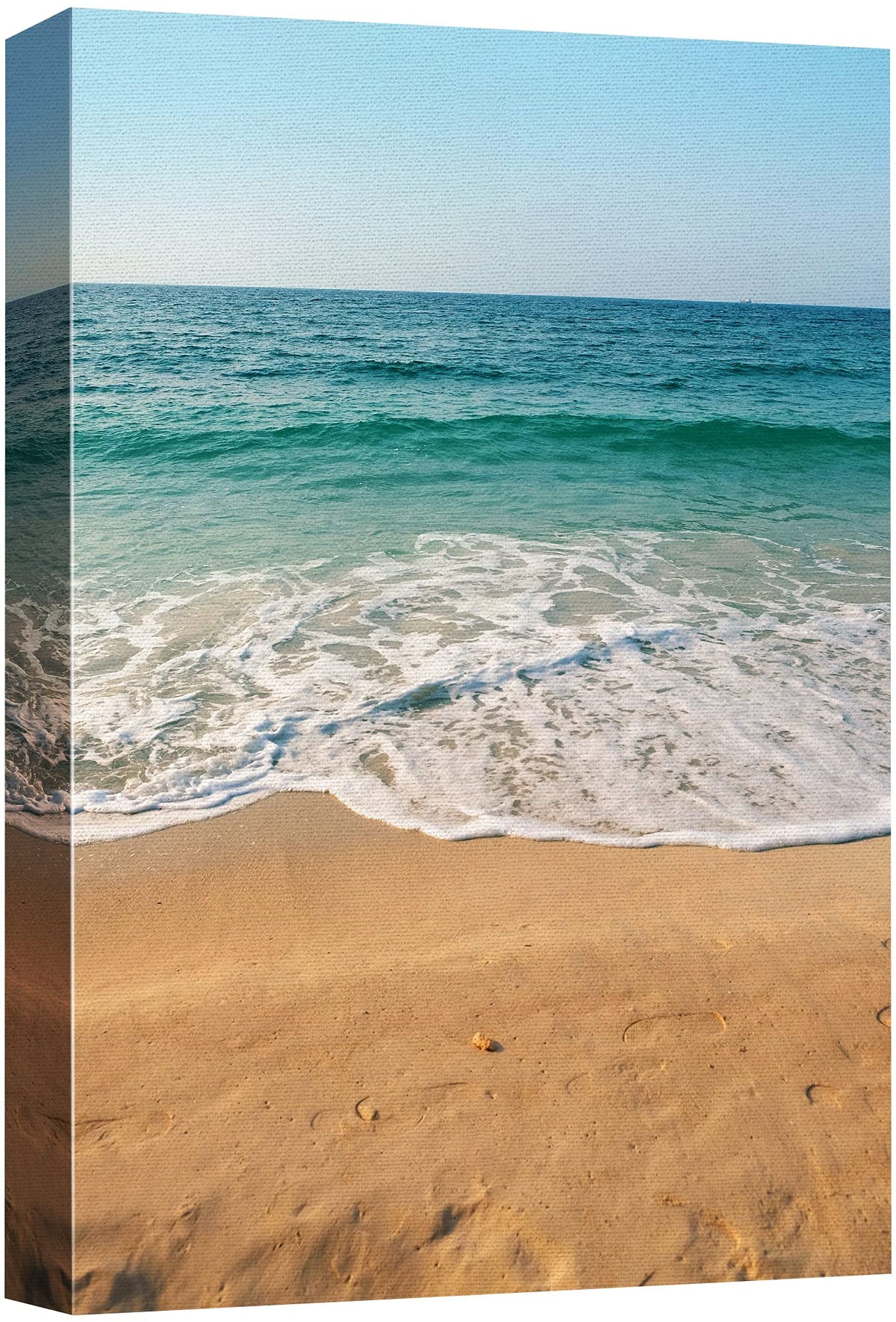 Signford Canvas Print Wall Art Sandy Beach Shore & Blue Waves Nature Wilderness Photography Realism Nautical Scenic Relax/Calm M