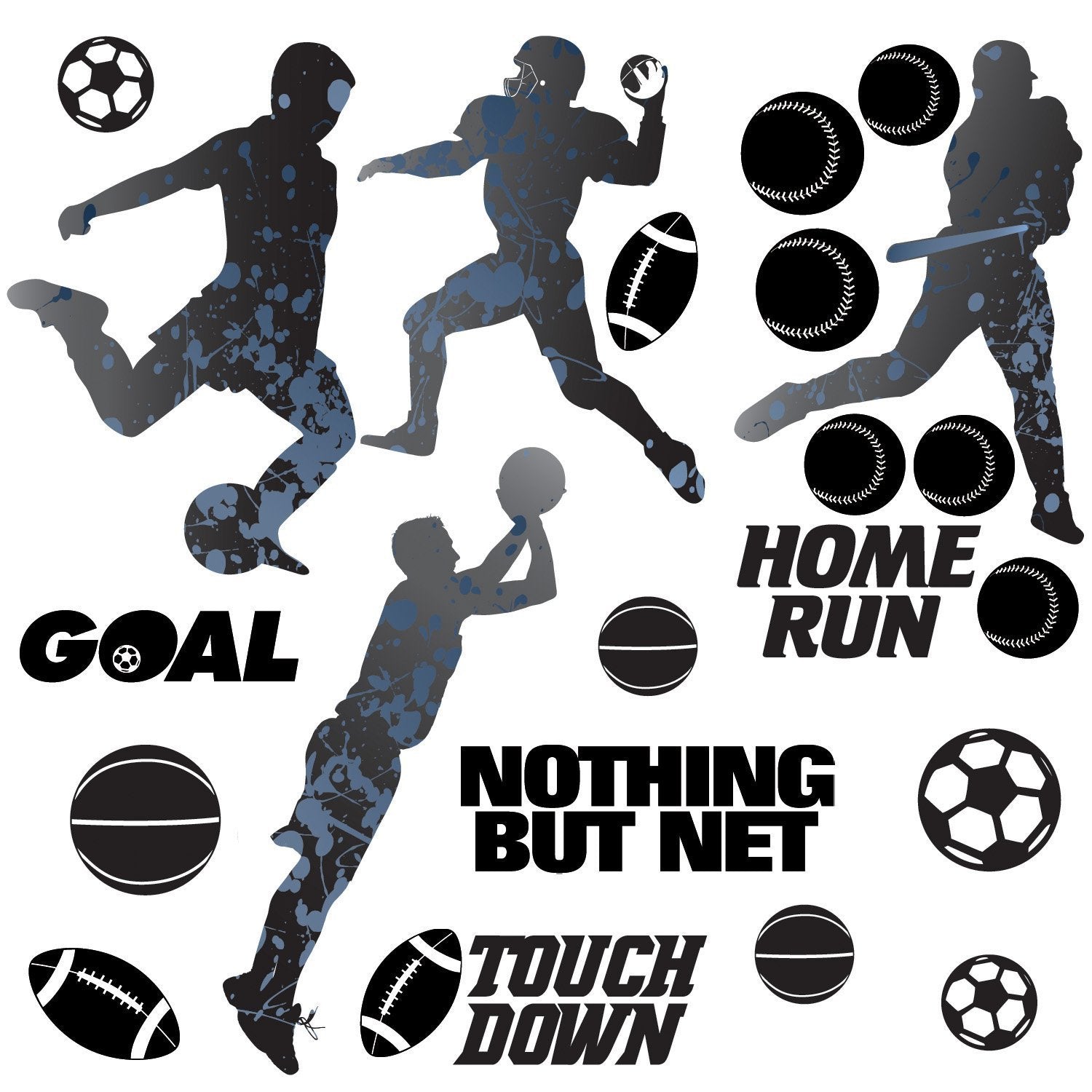 Roommates Rmk1312Scs Sports Silhouettes Peel & Stick Wall Decals
